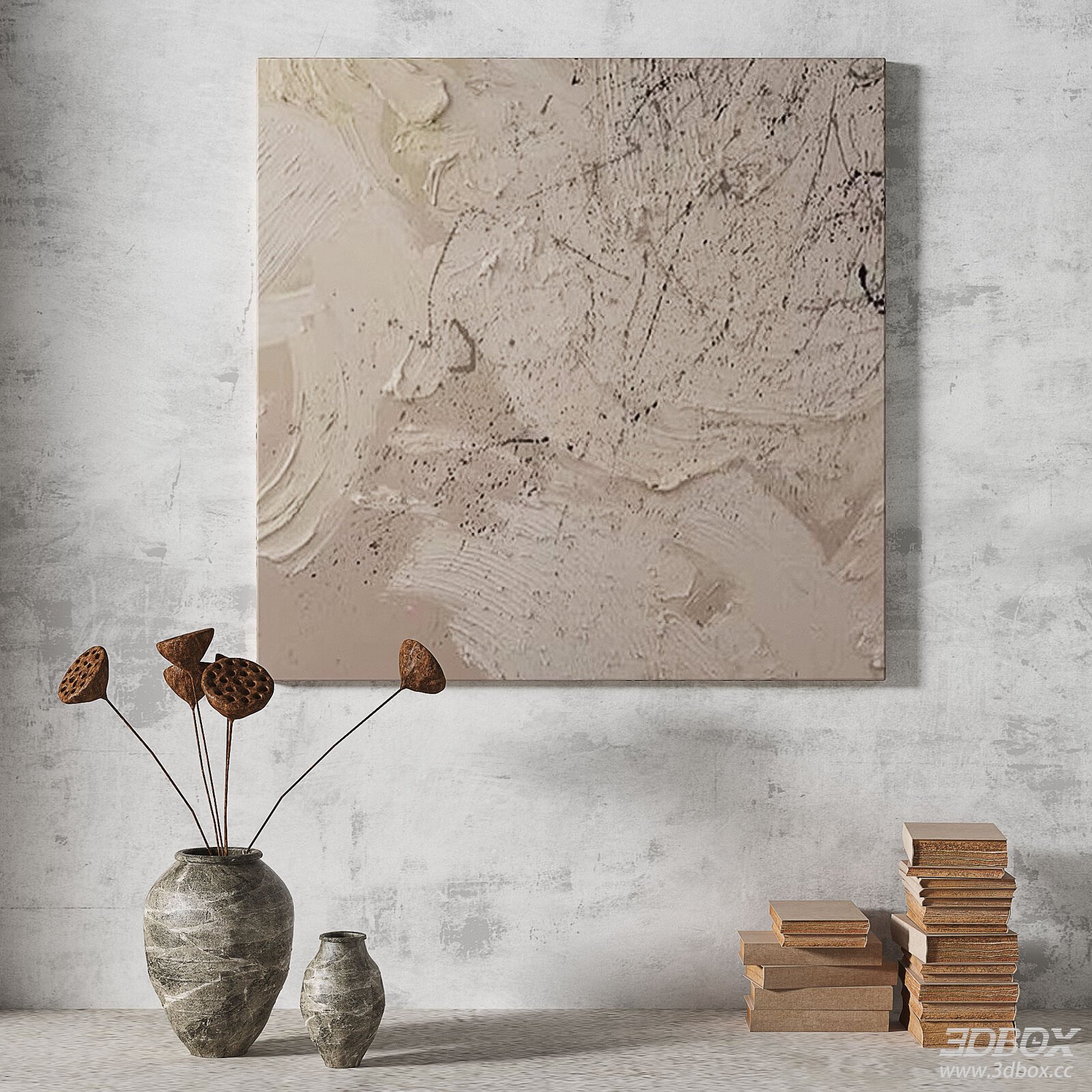 Modern Vase, Books and Plant Decoration
