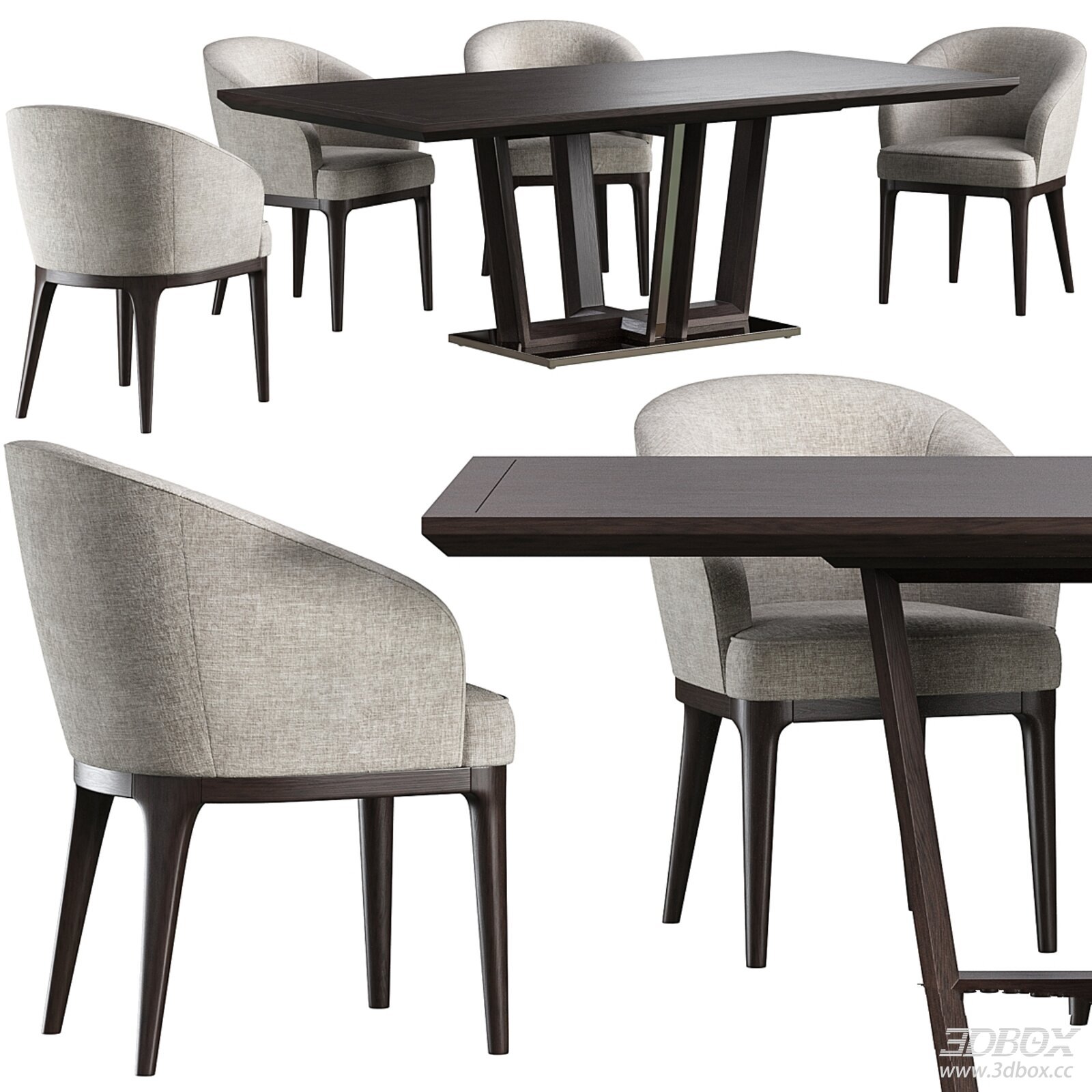 Modern Fabric - Upholstered Dining Table and Chairs Set