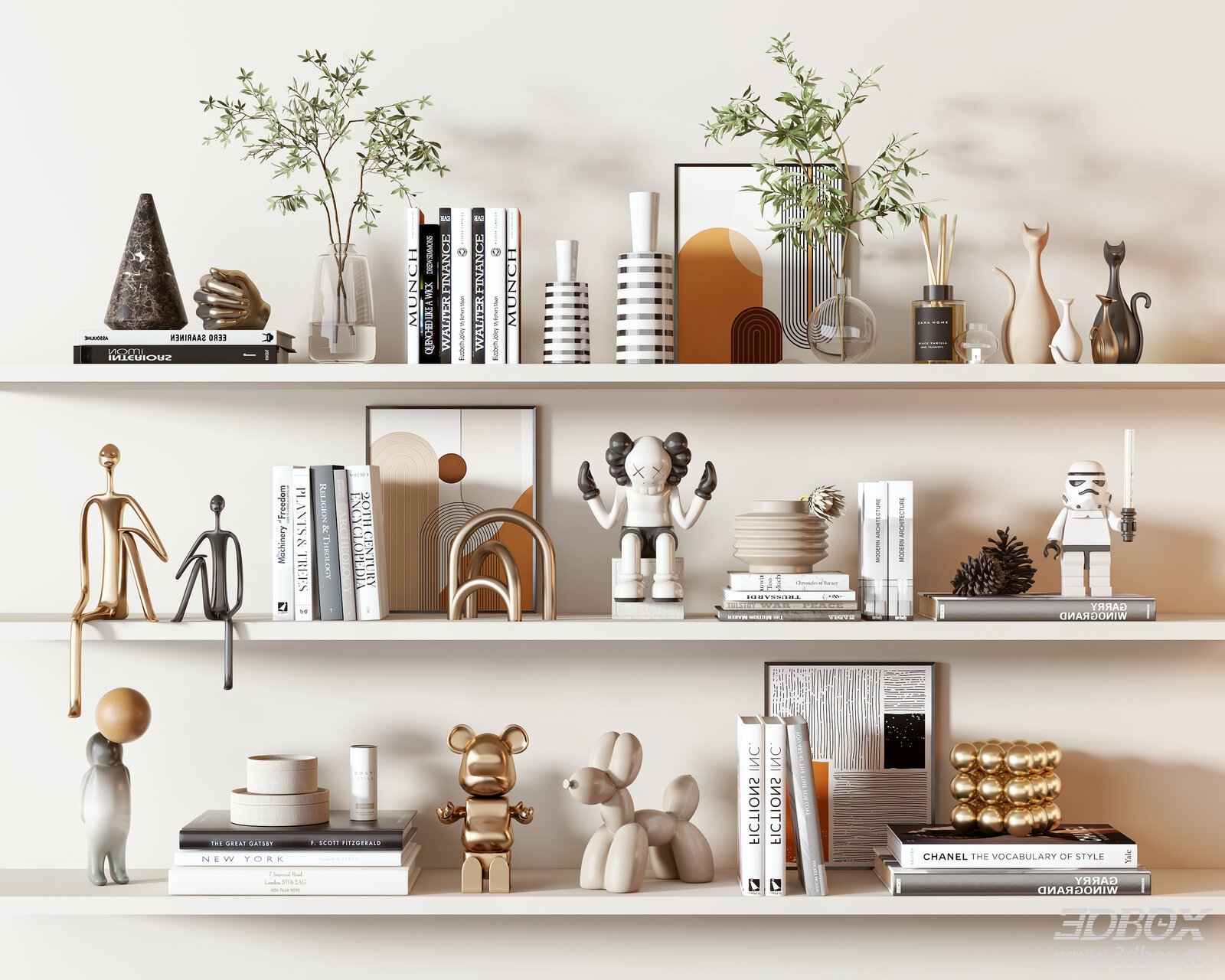 Modern Decorative Set on Shelves