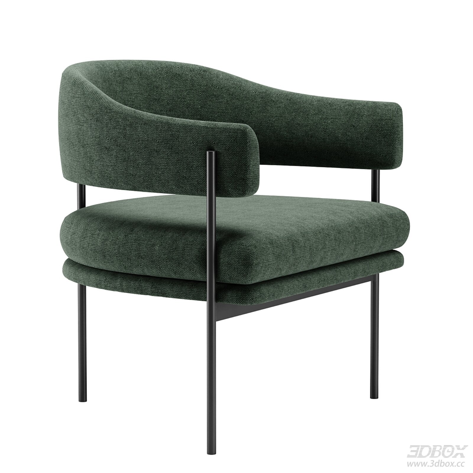 Modern Fabric Armchair with Metal Legs