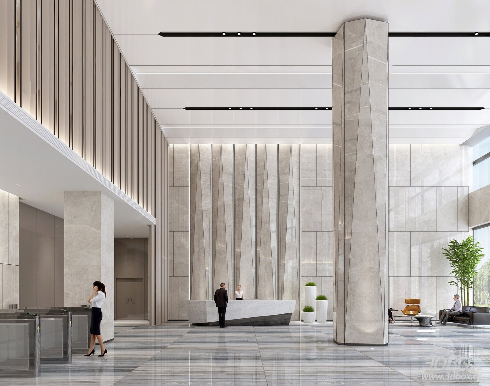 Modern Reception - Lobby Interior Model