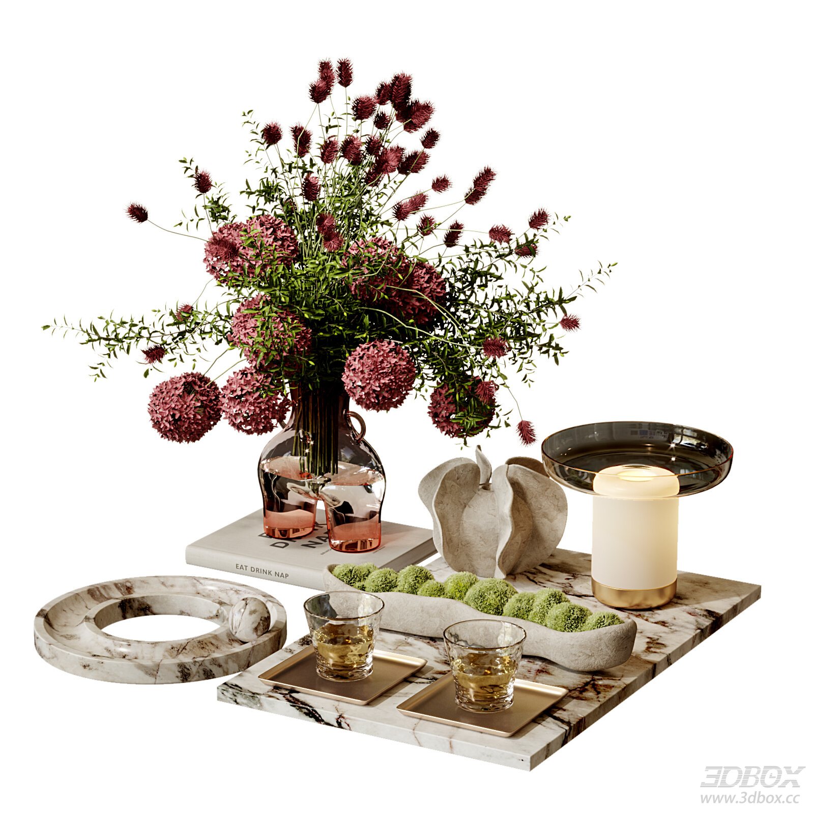 Decorative Set with Vase and Plants