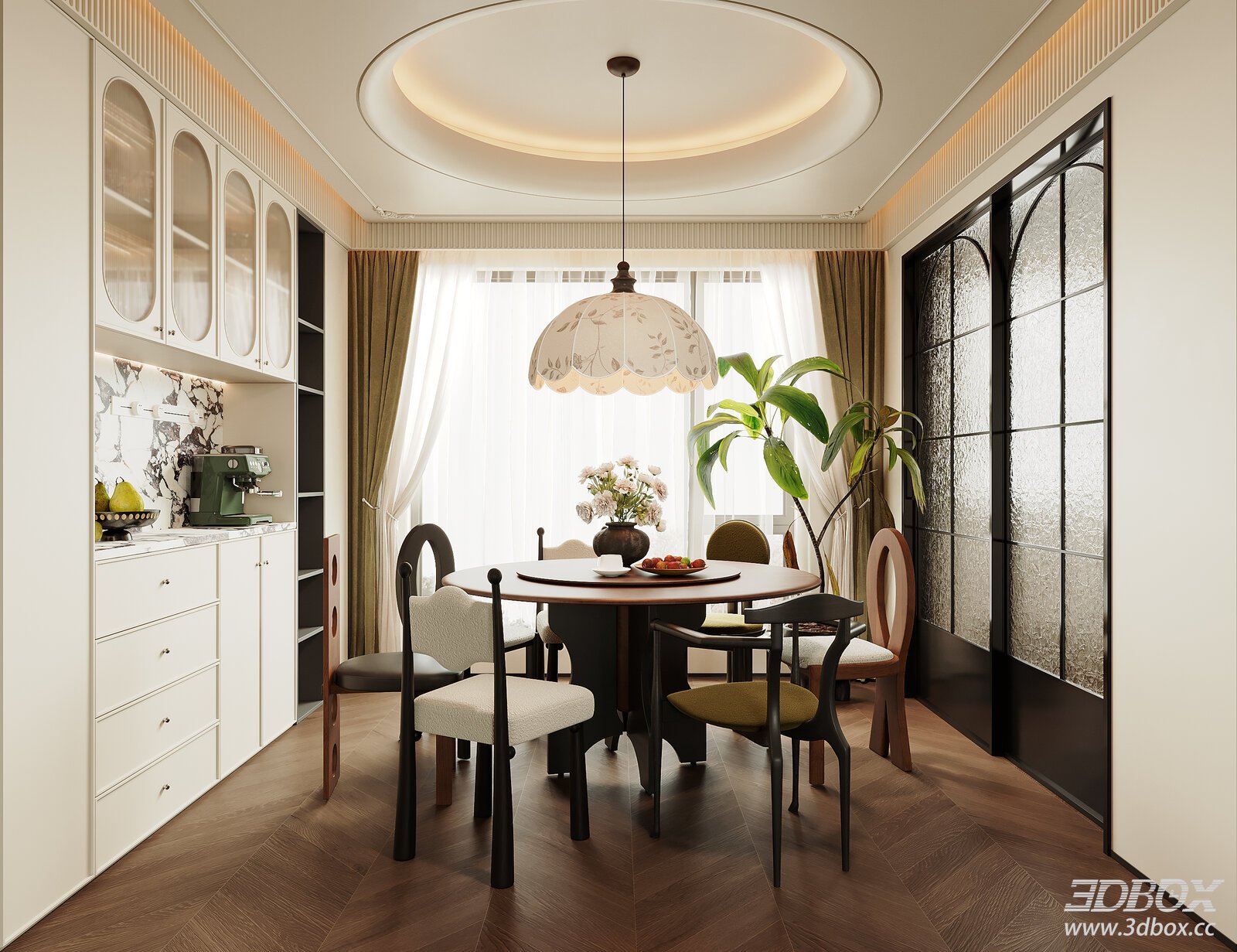 Modern Dining Room Interior with Furniture