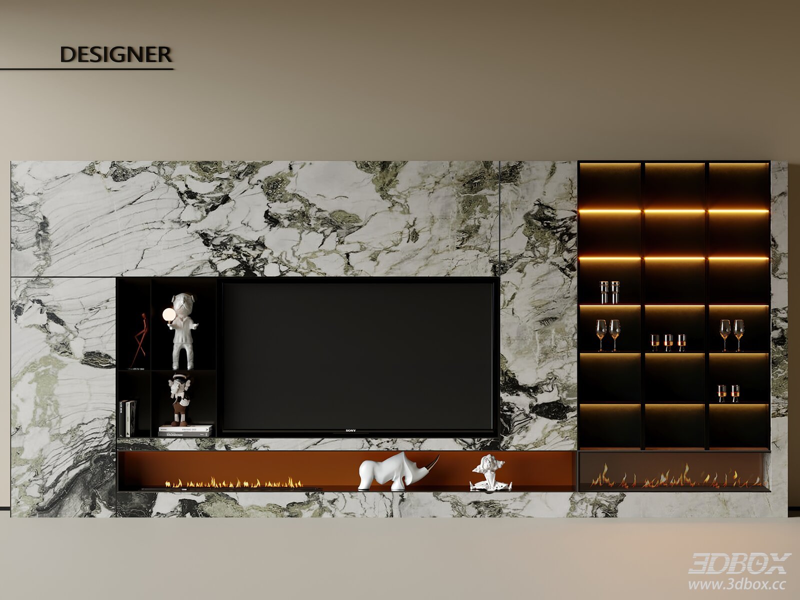 Modern TV Wall with Decorative Elements