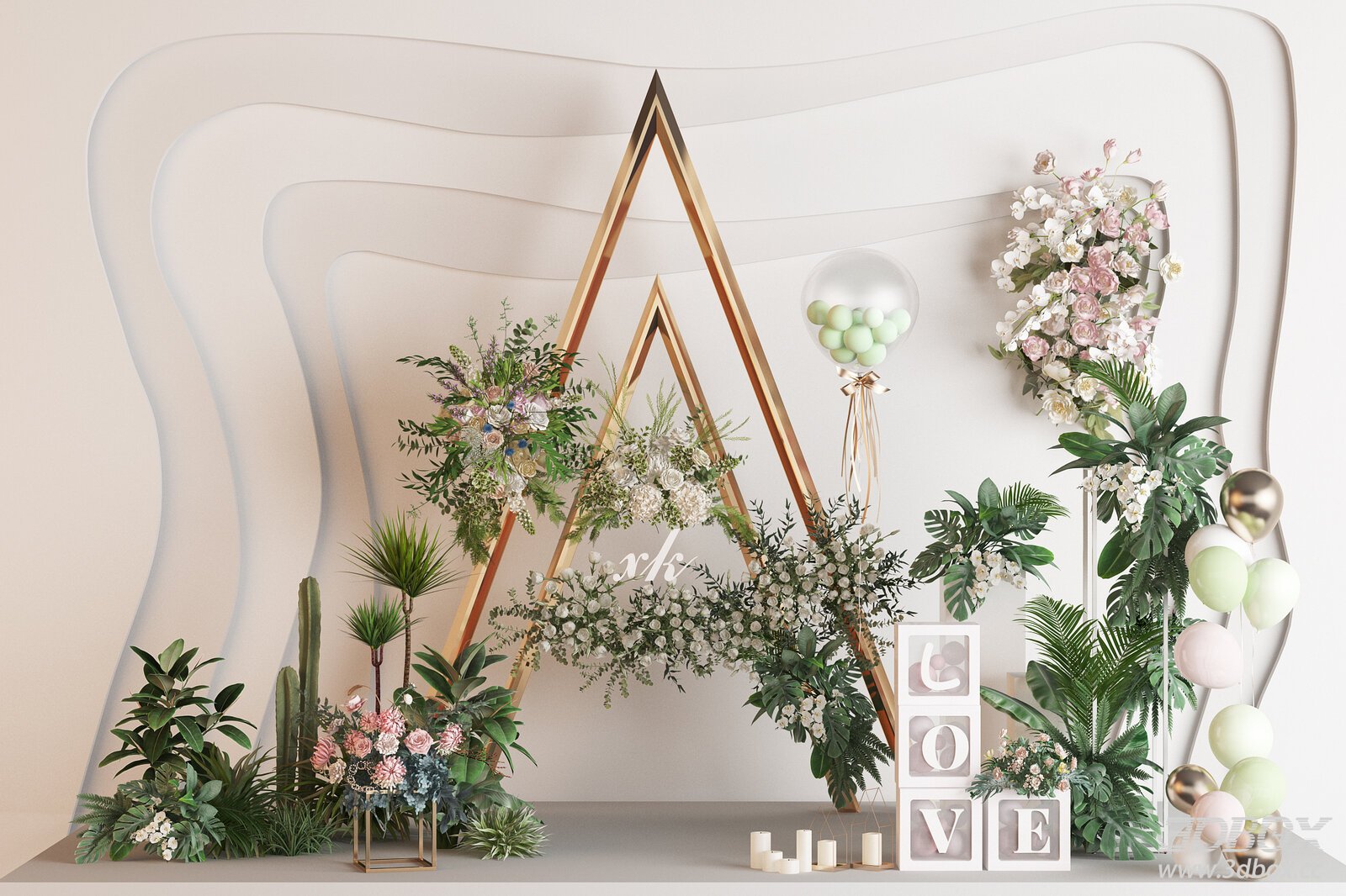 Modern Decorative Set with Plants