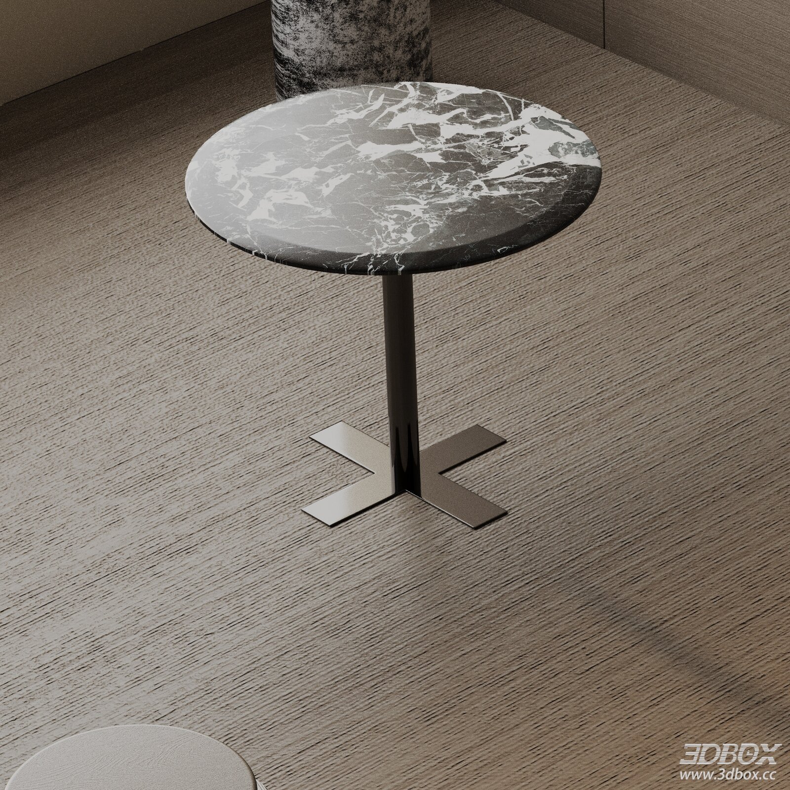 Modern Marble Side Table with Metal Base