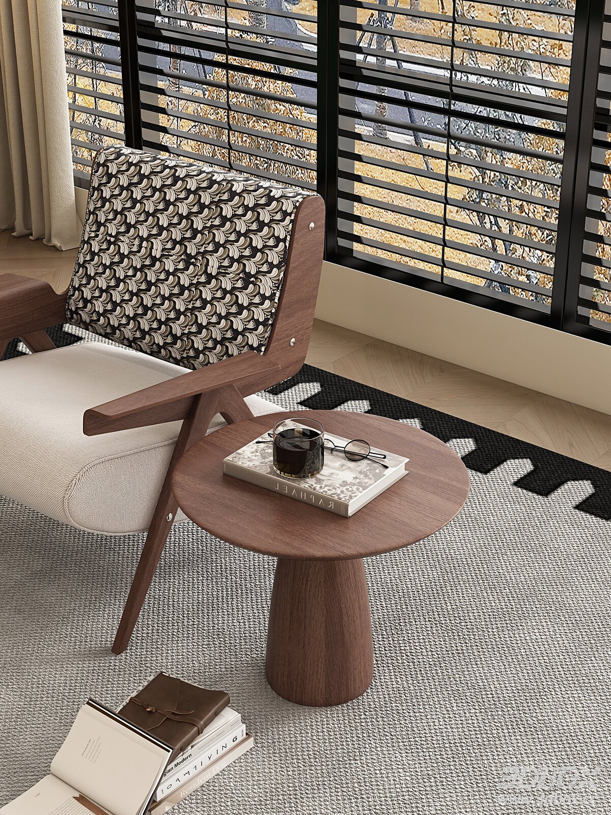 Modern Living Room Chair and Side Table