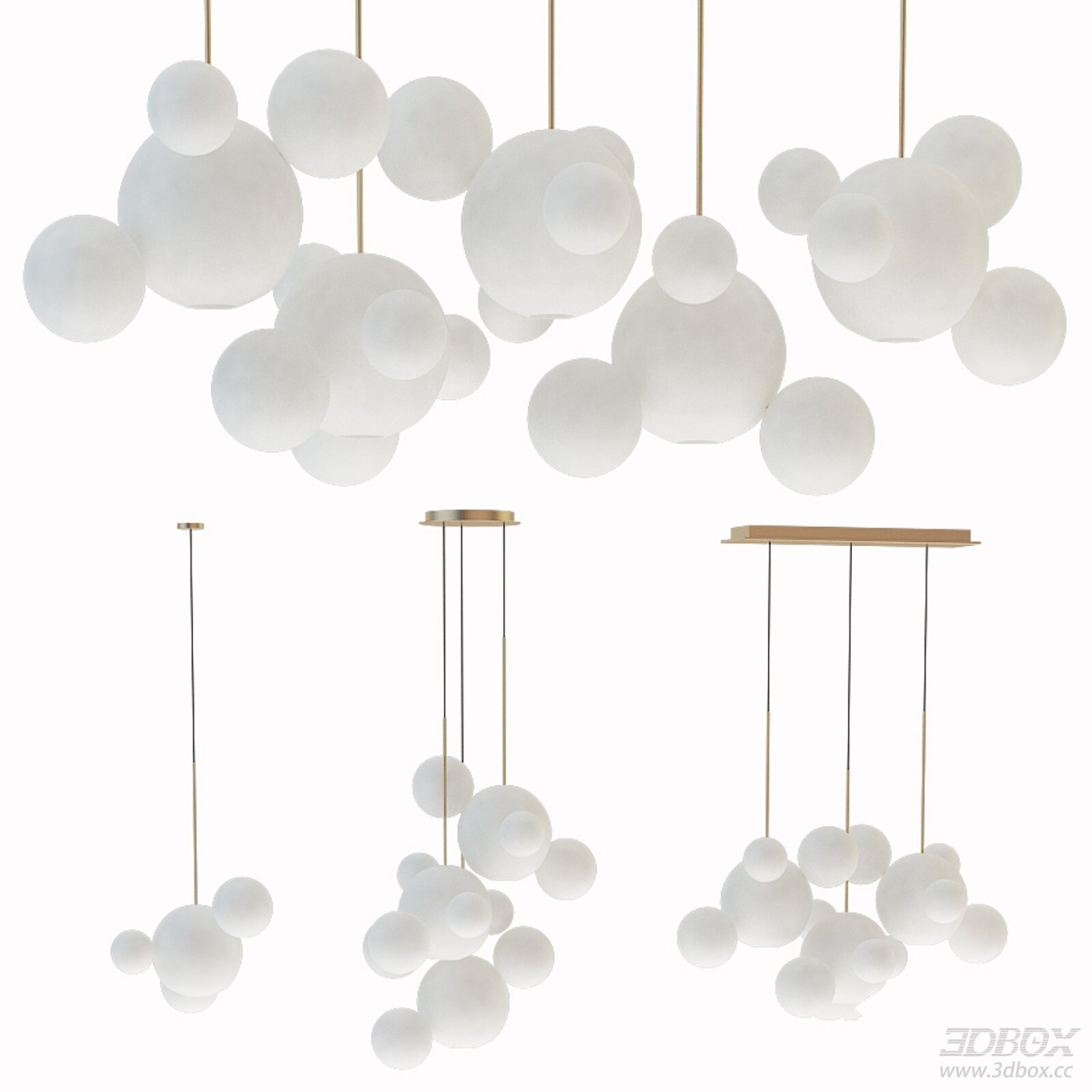 Modern White Glass Ceiling Lamp Set