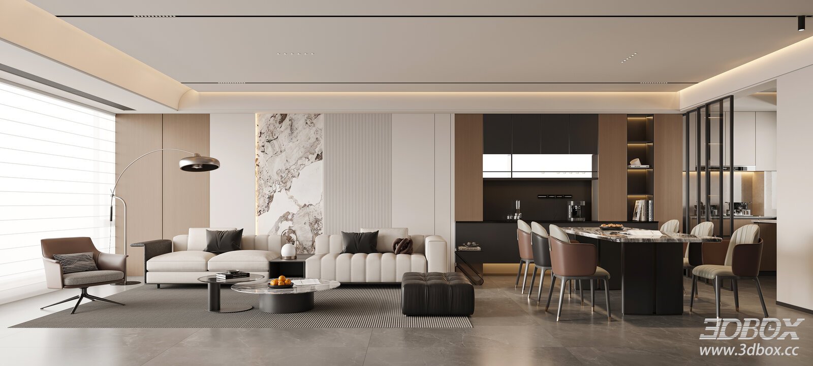 Modern Living Room with Dining Area