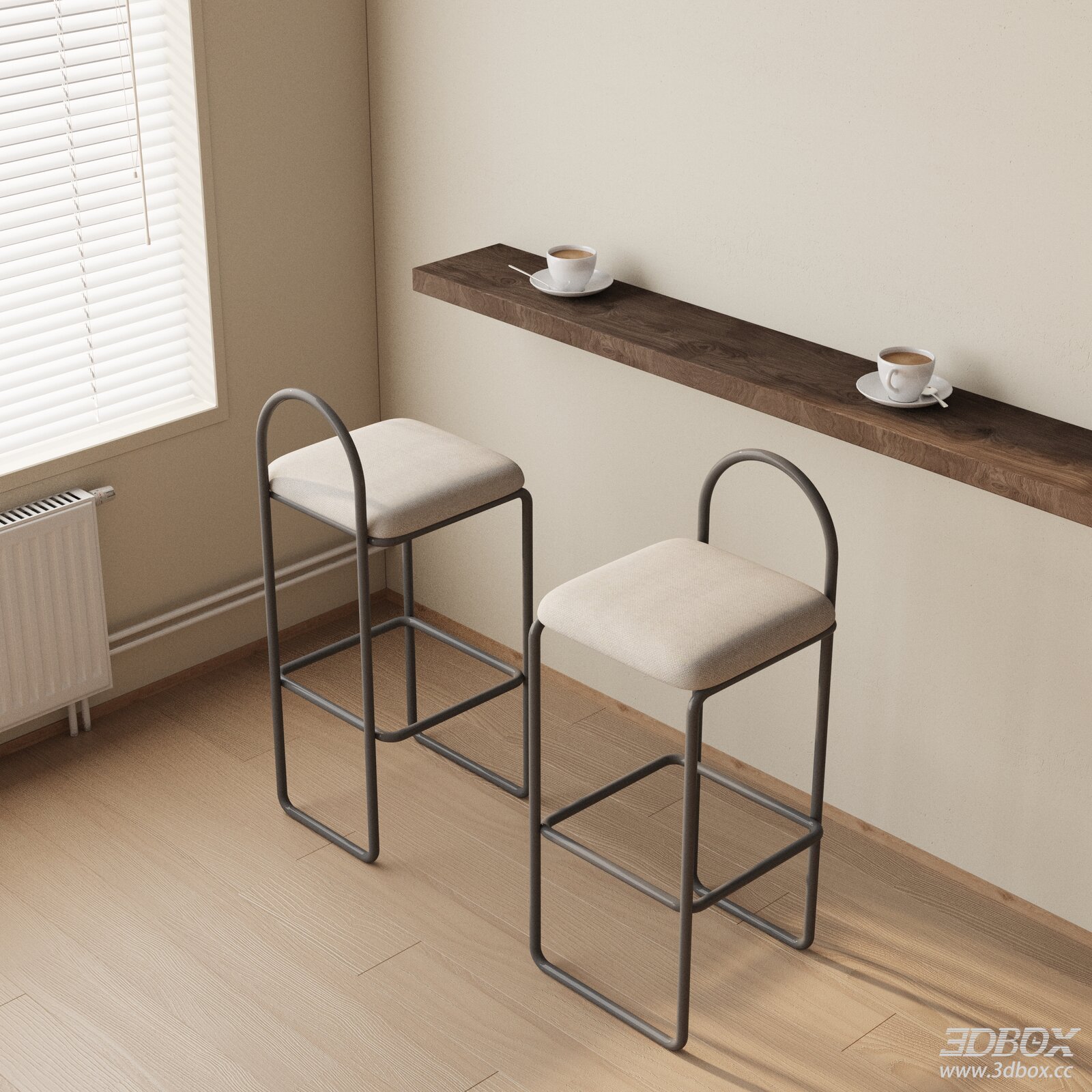 Modern Metal Bar Stools with Fabric Seats