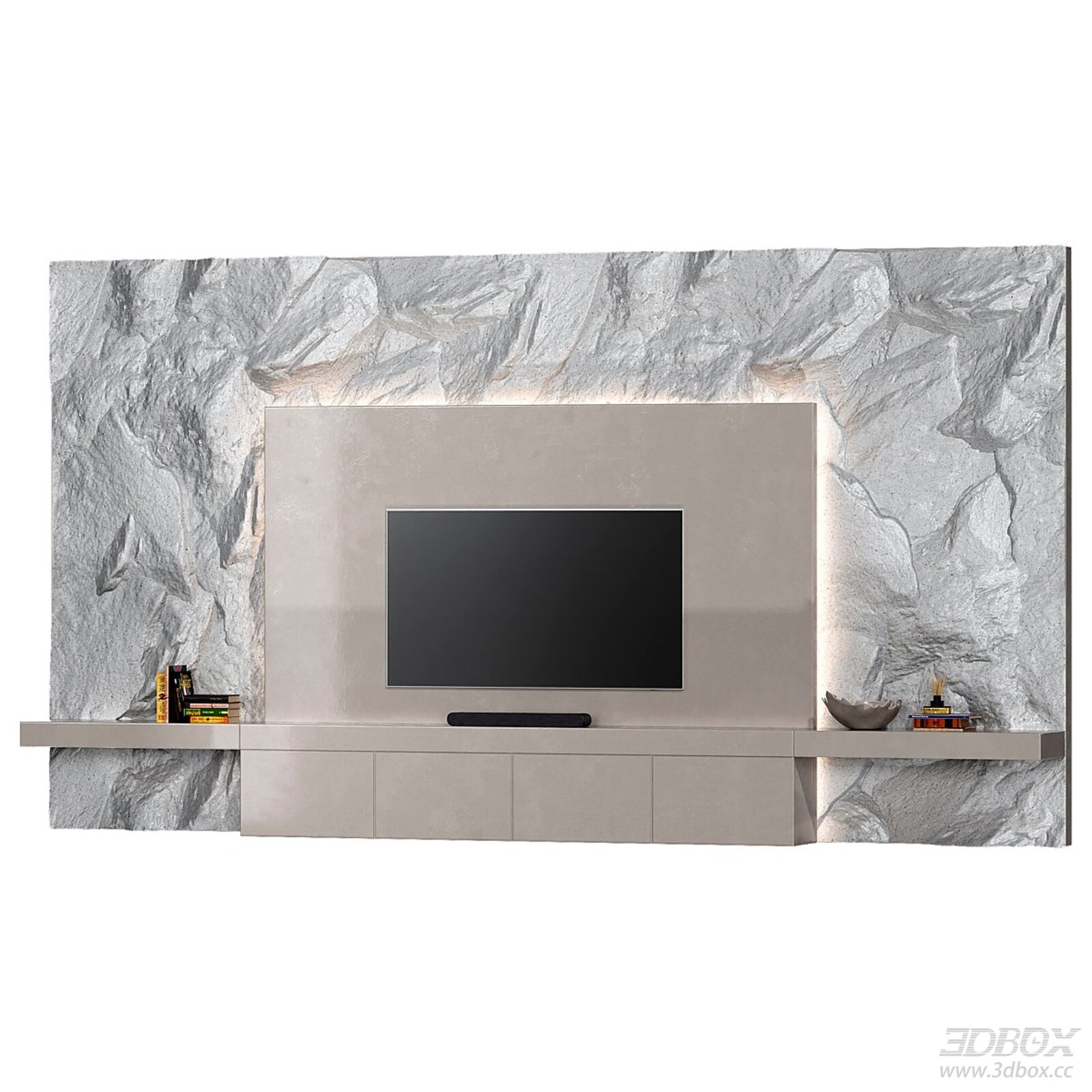 Modern Marble TV Wall with Cabinet