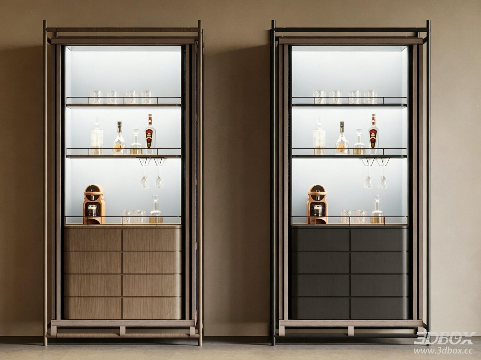 Modern Display Cabinets with Glass Shelves