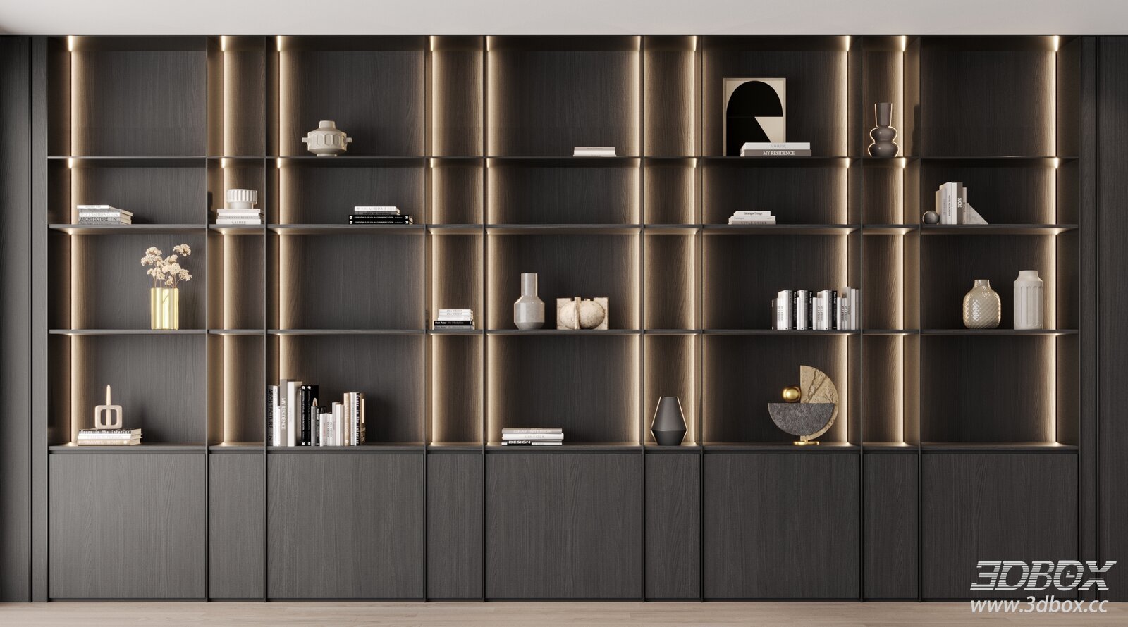 Modern Display Shelf with Decorative Items