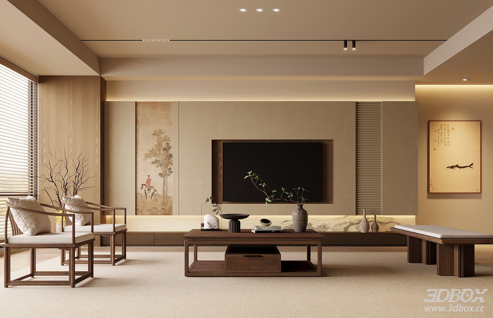 Modern Wooden Living Room Interior