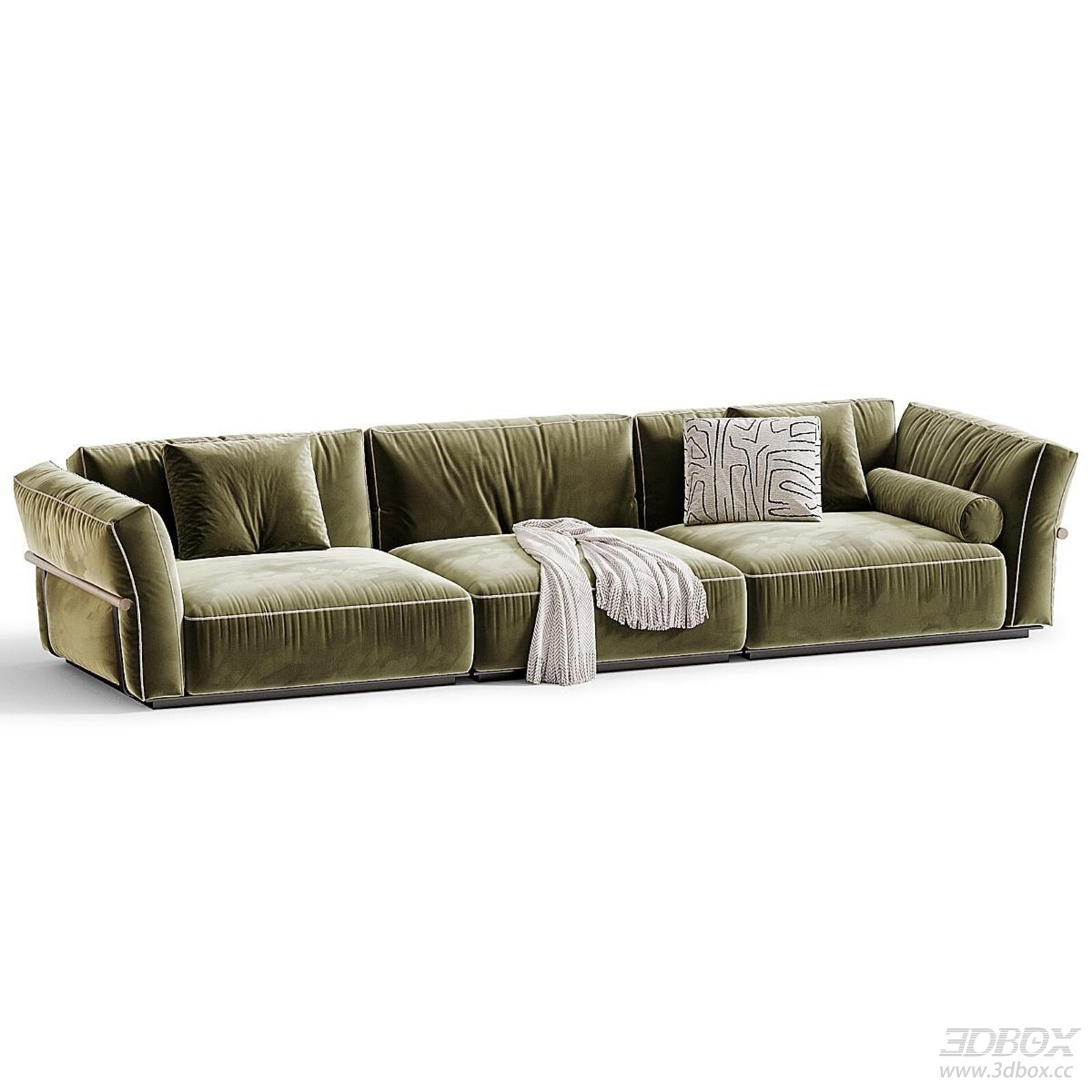 Modern Velvet Sofa Set with Pillows and Throw