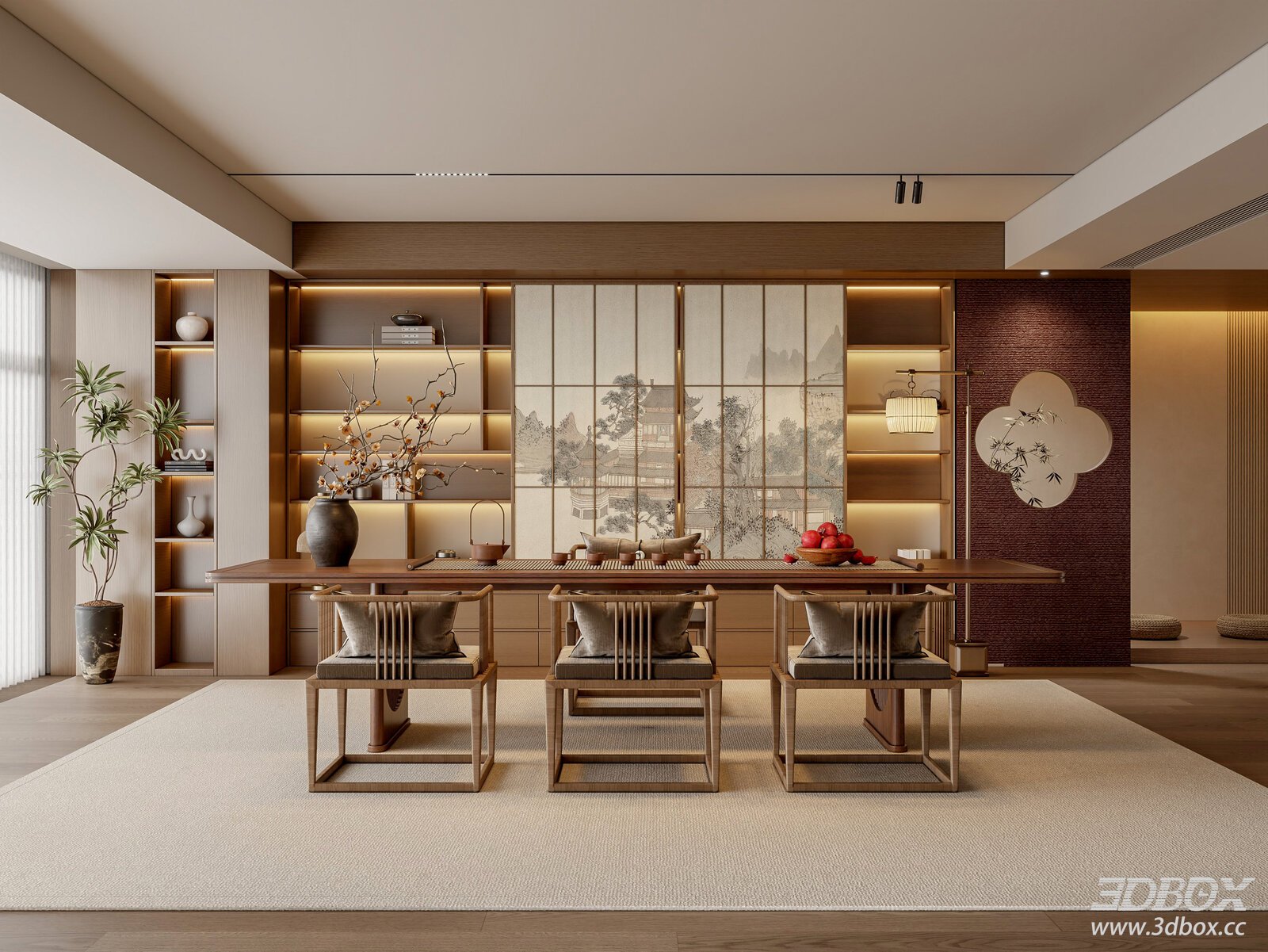 Classic Dining Room with Wooden Furniture
