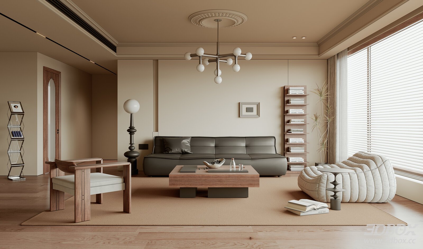 Modern Living Room with Sofa Set and Coffee Table