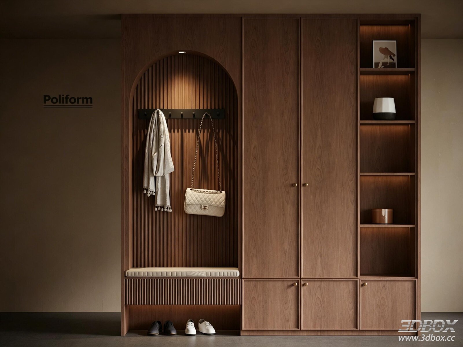 Modern Hallway Cabinet with Arch Design