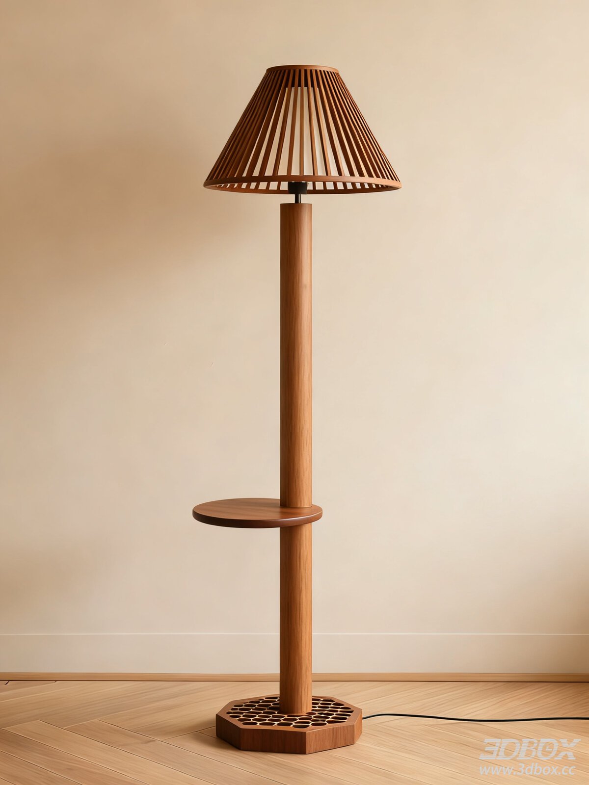 Modern Wooden Floor Lamp with Elegant Lampshade