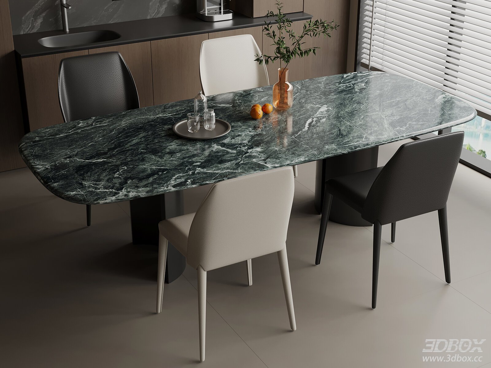 Modern Marble Dining Table with Chairs