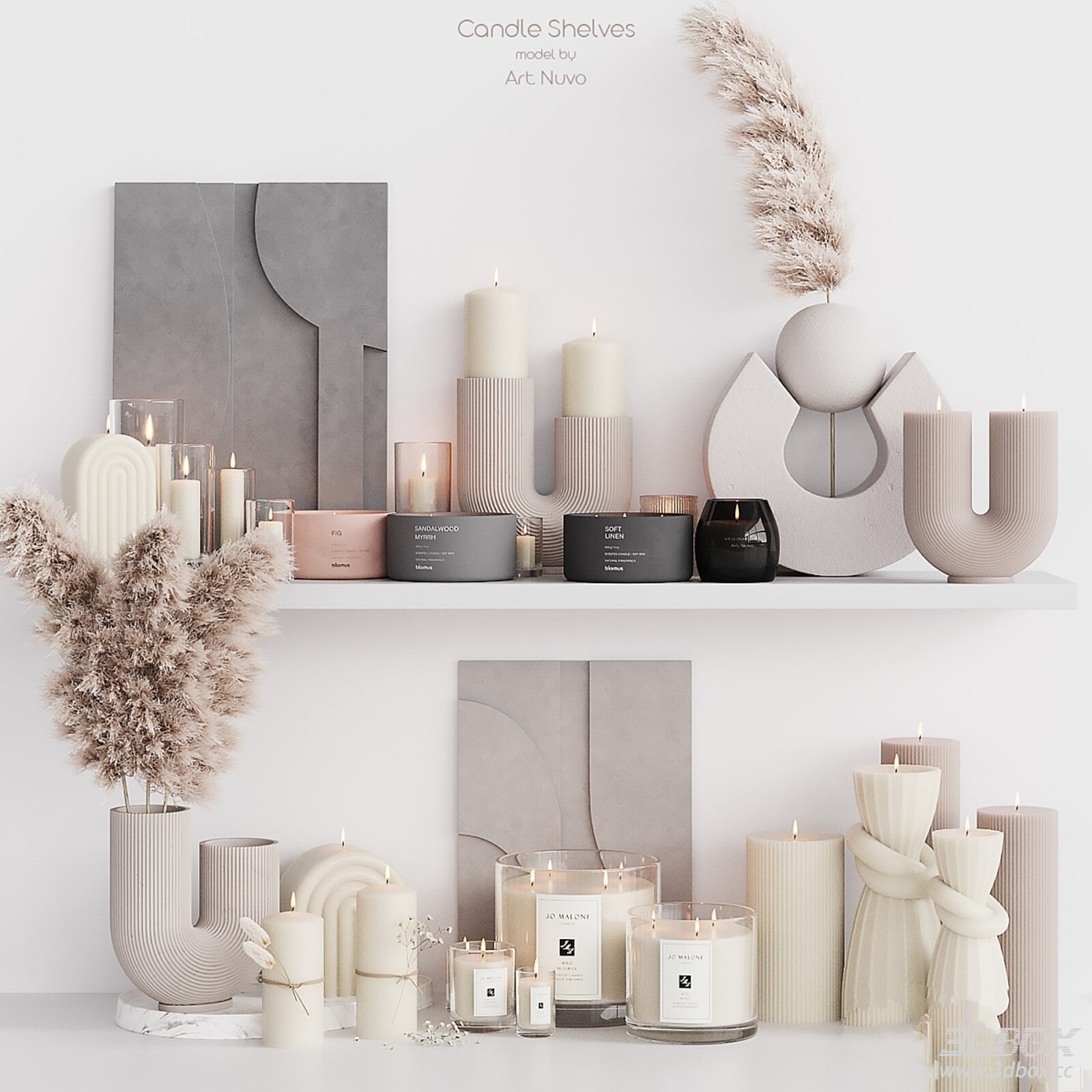 Modern Minimalist Decorative Set with Candles and Vases
