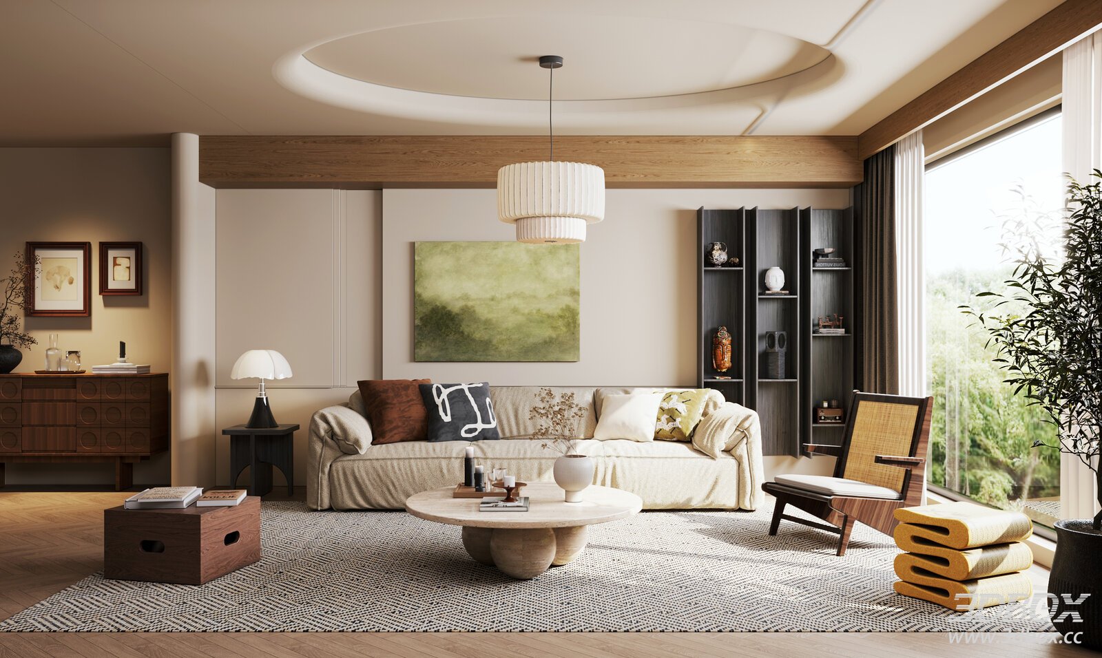 Modern Living Room with Sofa Set and Coffee Table