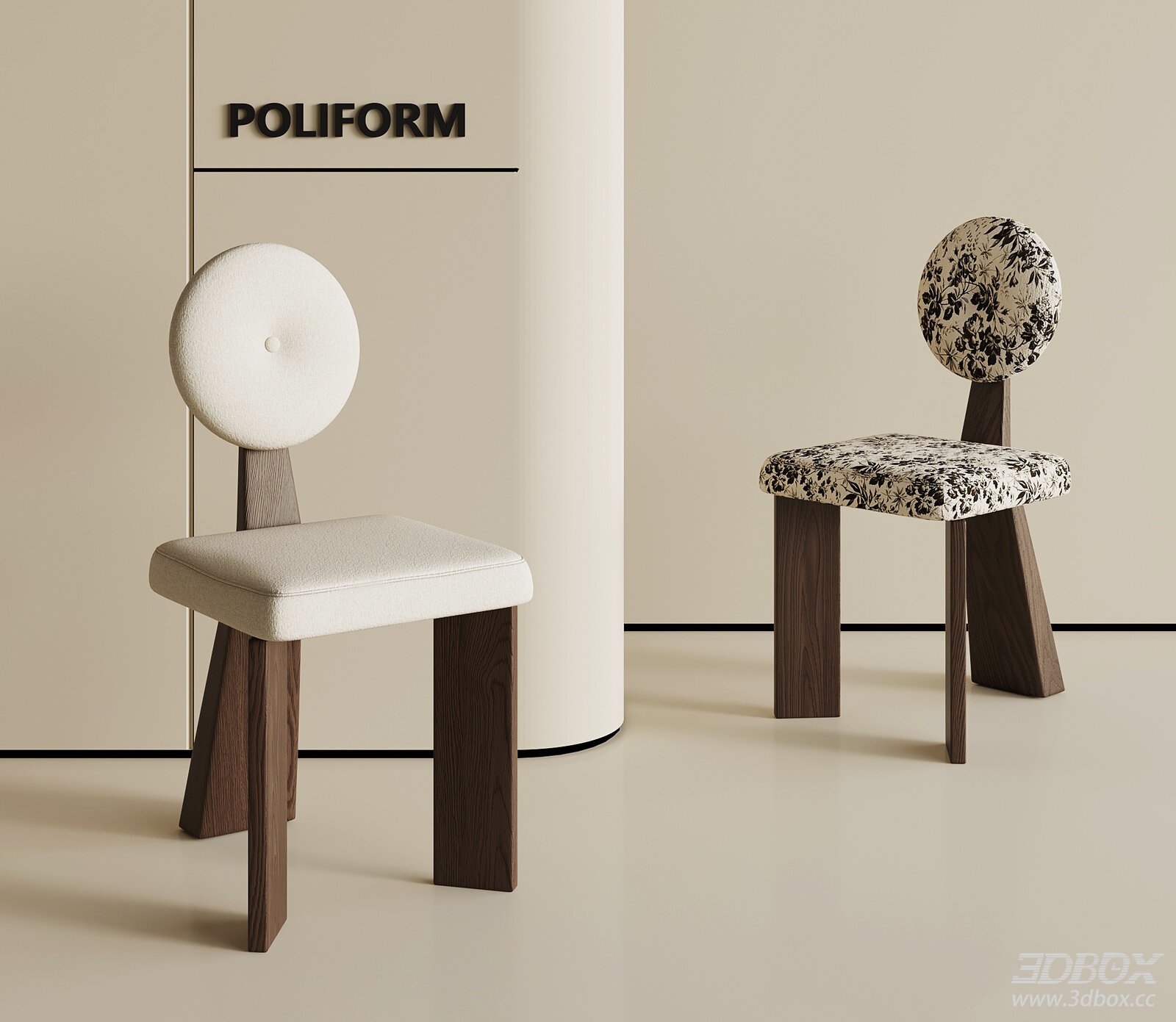 Modern Fabric and Wooden Chair Set