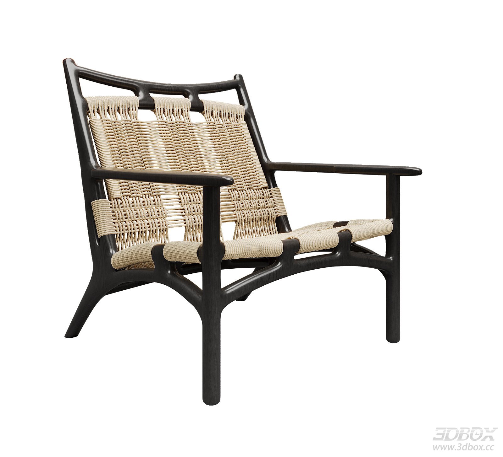 Modern Wooden Rattan Armchair