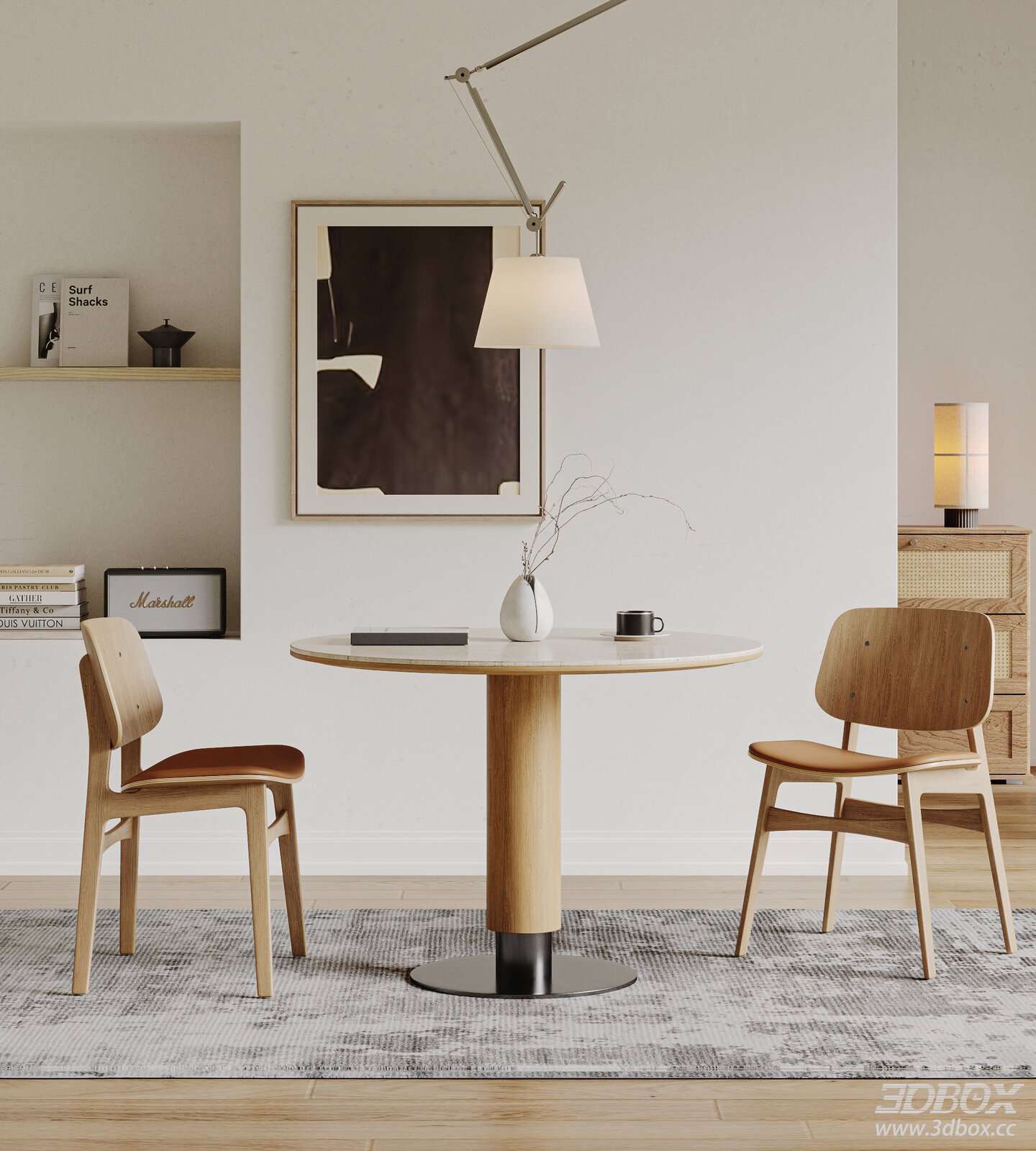 Modern Wooden Dining Table and Chairs Set
