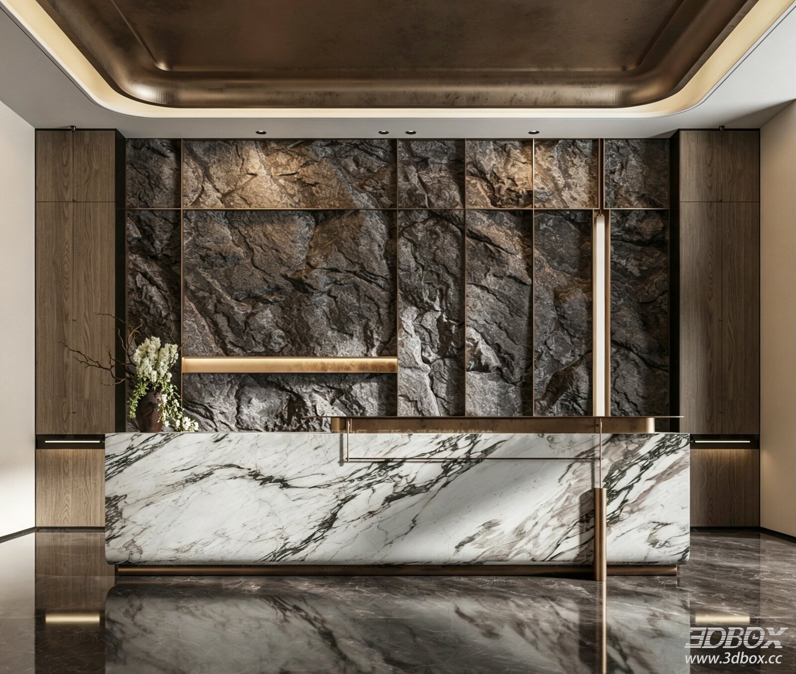 Modern Reception Desk with Marble Design