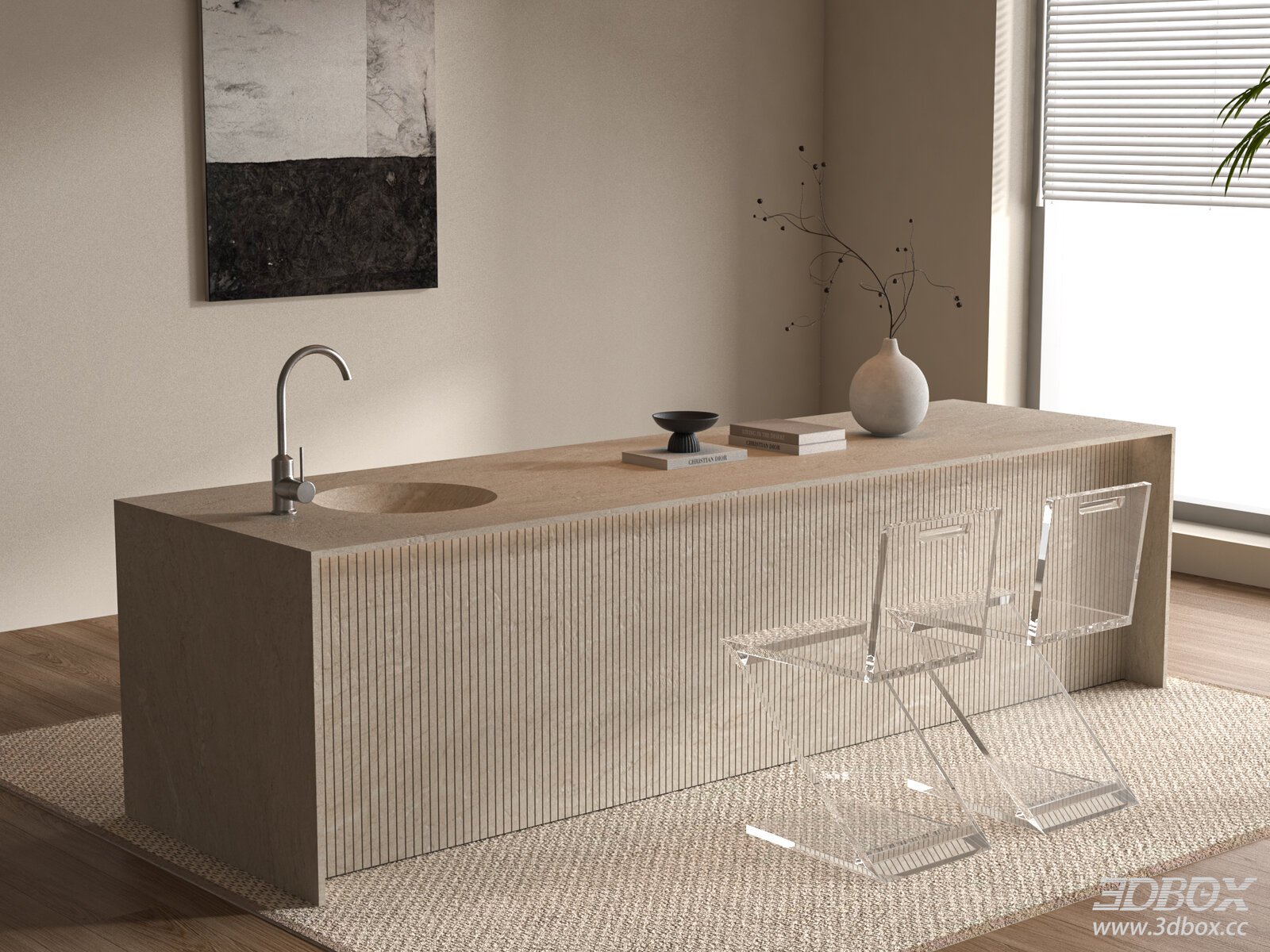 Modern Minimalist Bar Counter with Sink