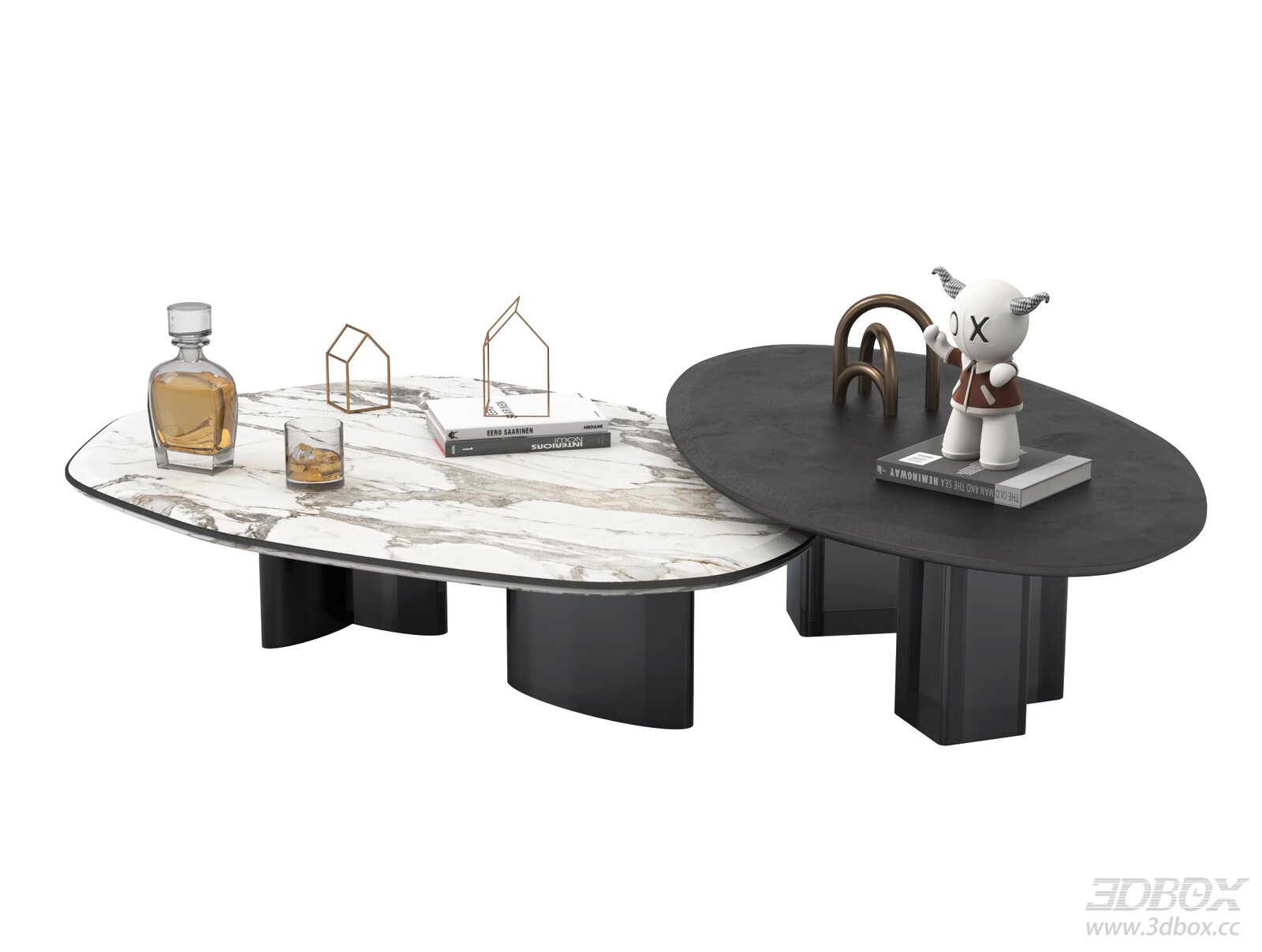 Modern Marble and Metal Coffee Table