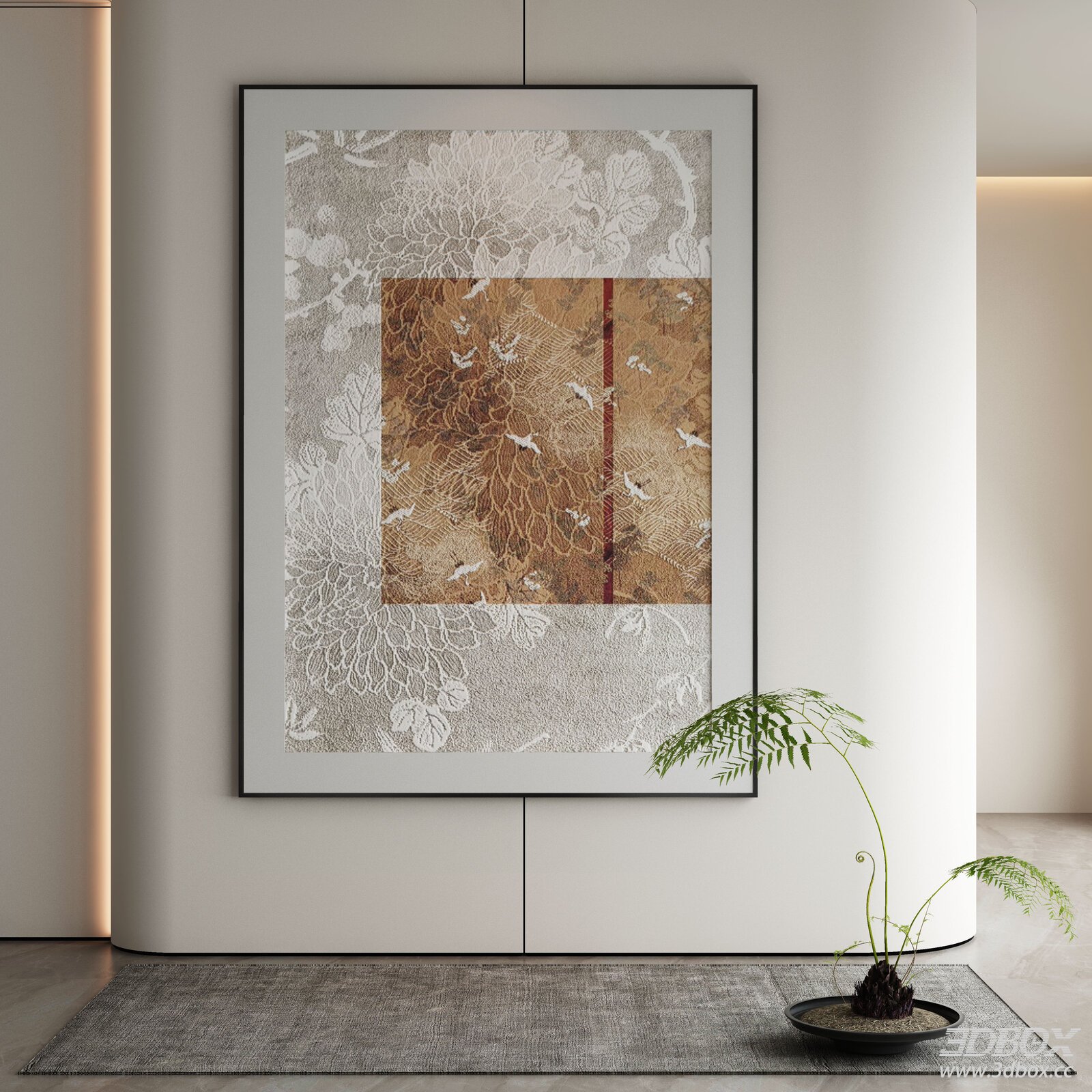 Modern 3D Wall Decor Panel with Plant