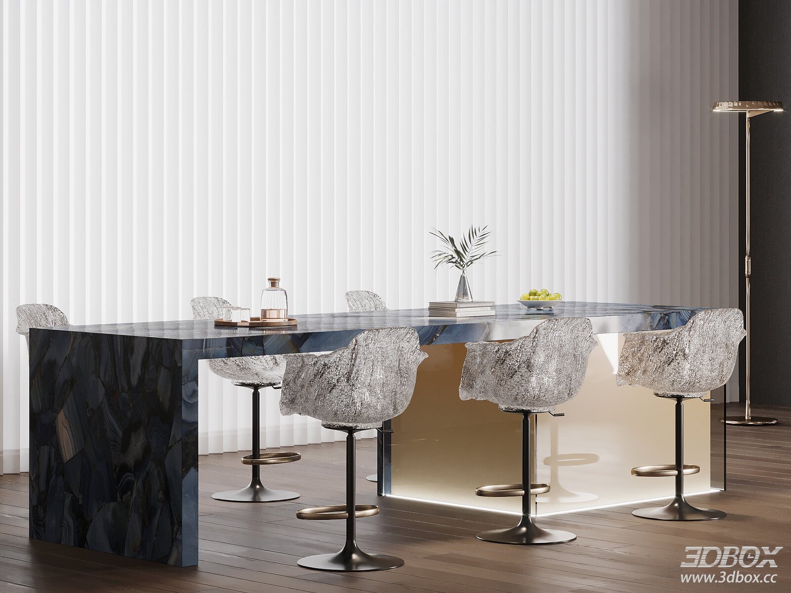 Modern Marble Bar Counter with Chairs