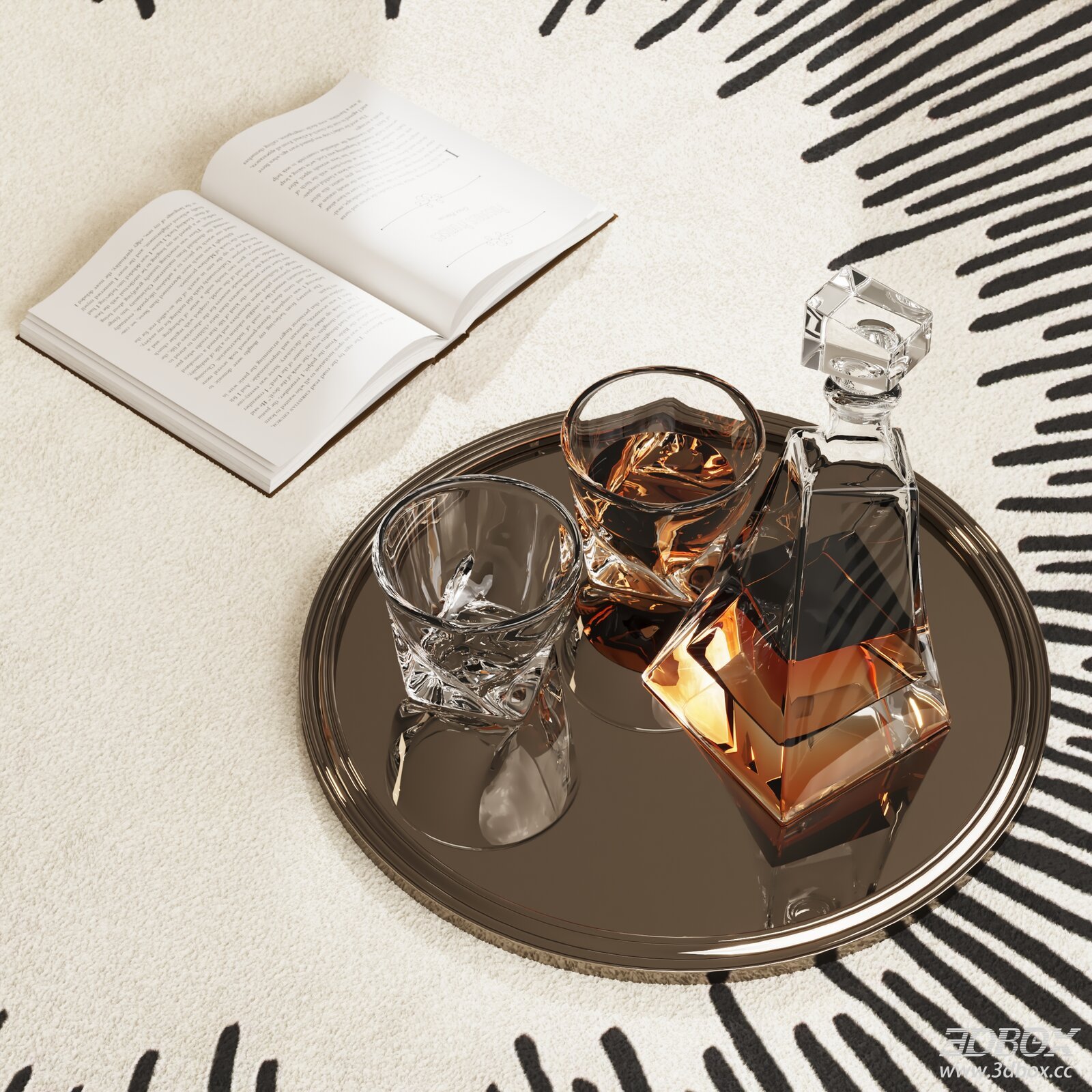 Elegant Book and Drink Display on Tray