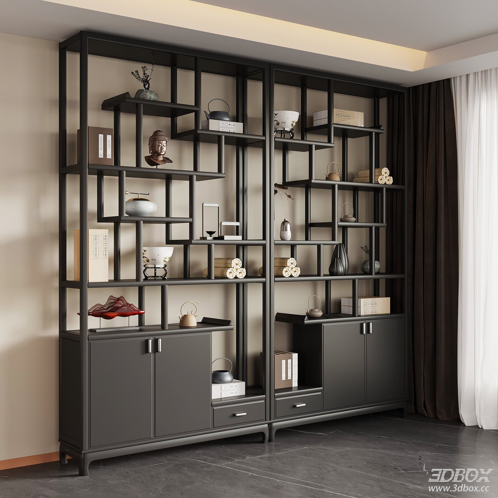 Modern Open - Shelf Cabinet in Living Space