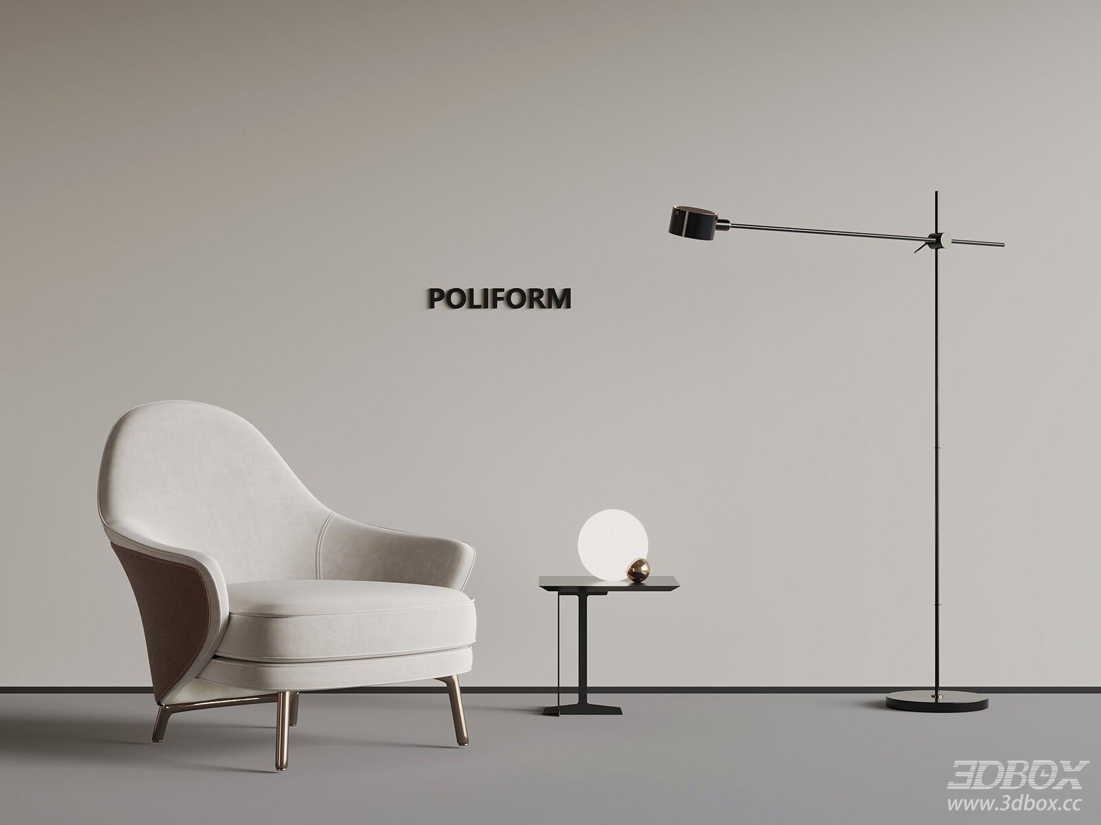 Modern Living Room with Armchair and Floor Lamp