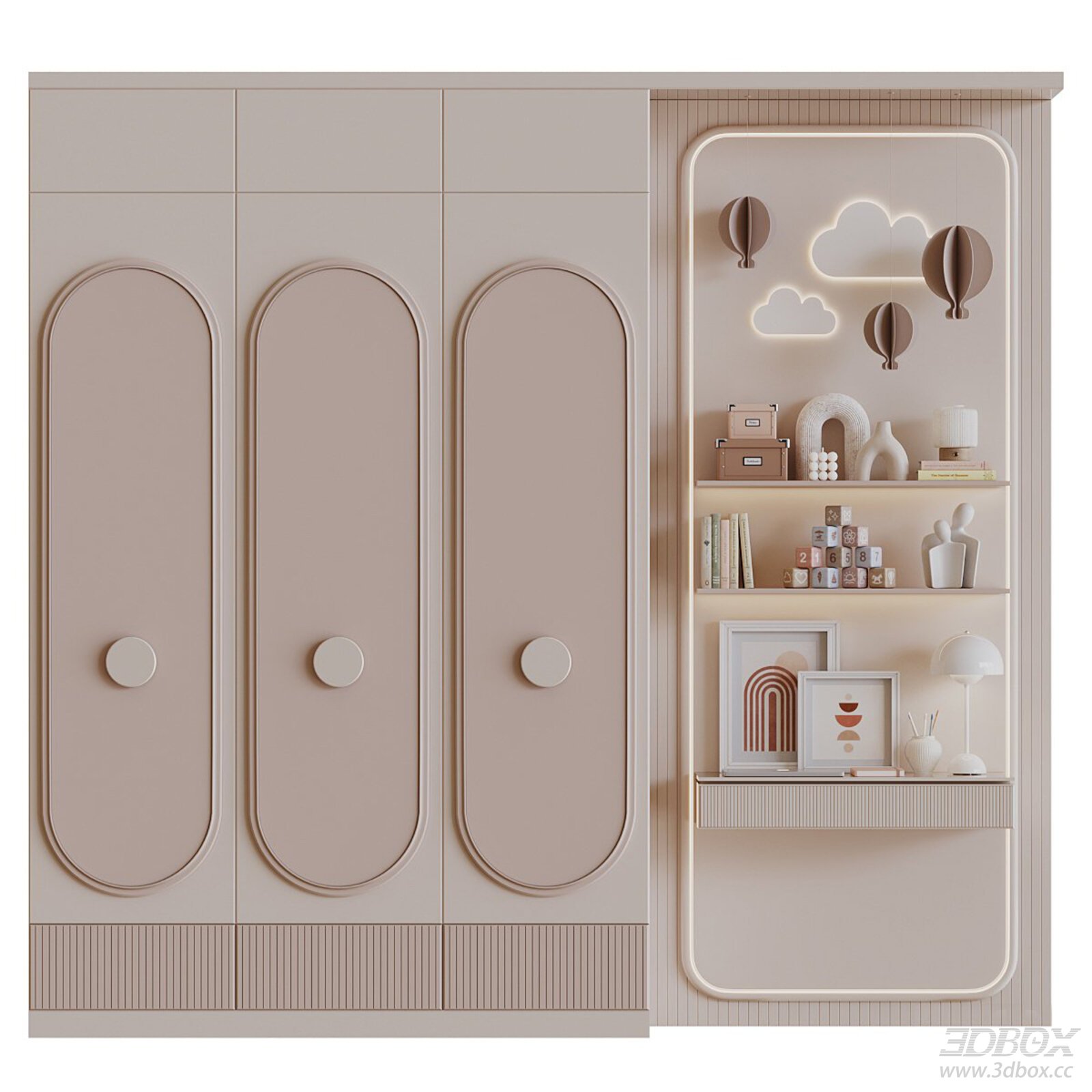 Children's Wardrobe with Decorative Shelf