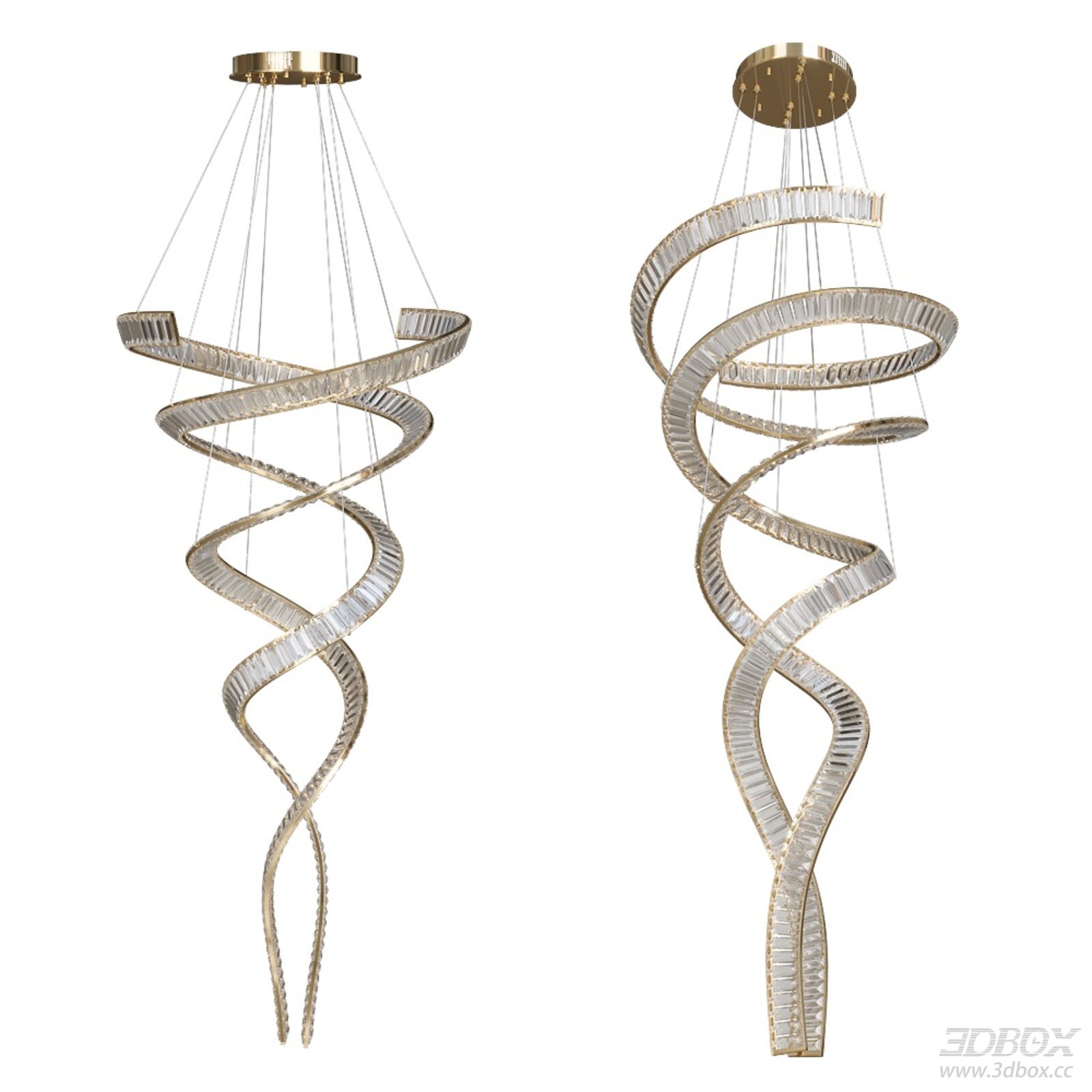 Vintage Modern Crystal Twisted Chandelier