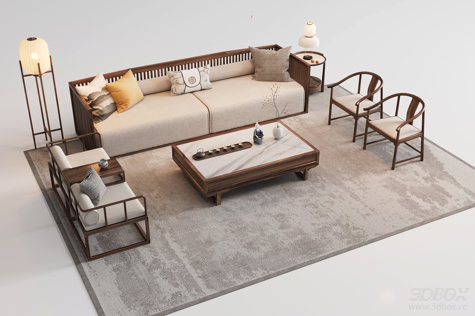 Chinese - style Sofa and Coffee Table Set