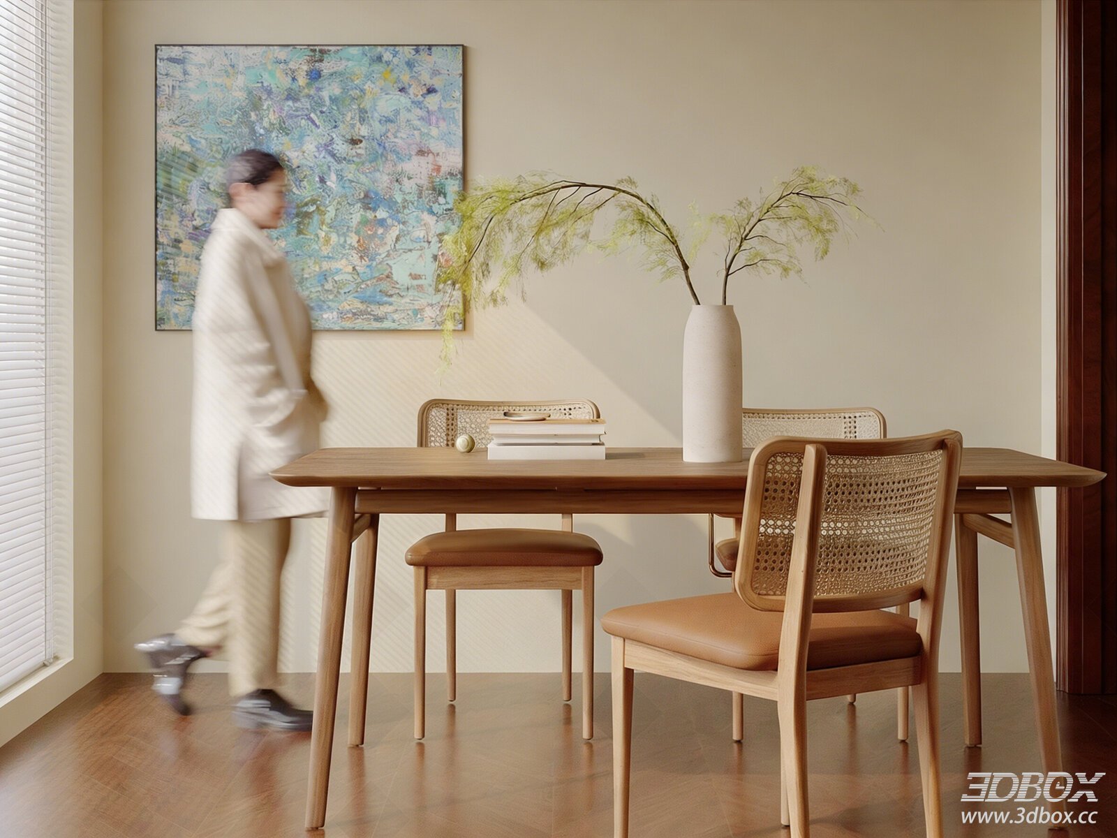 Modern Wooden Dining Table and Chairs Set