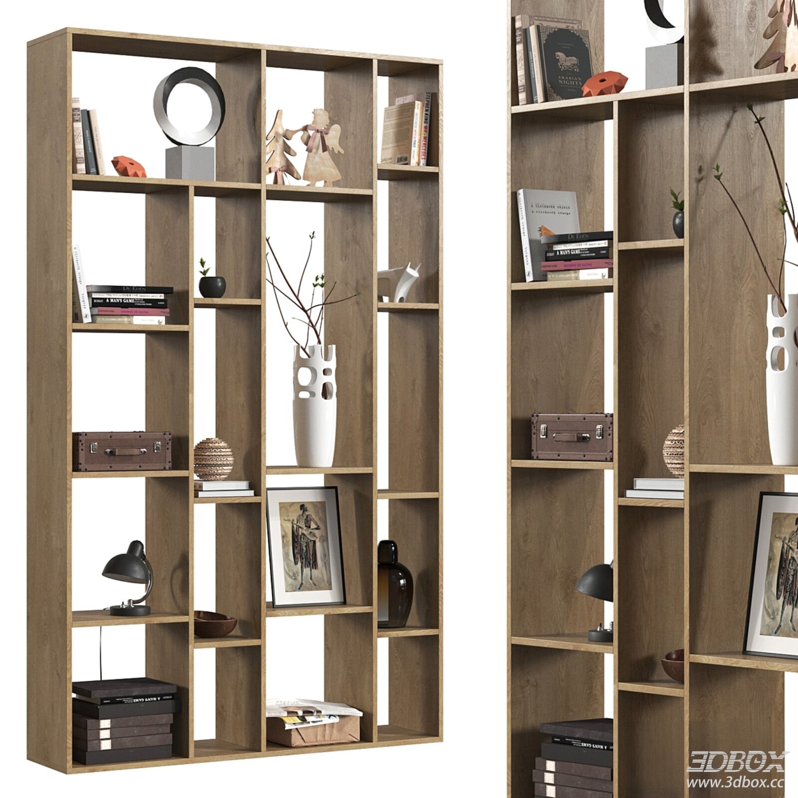 Decorated Wooden Shelf Model