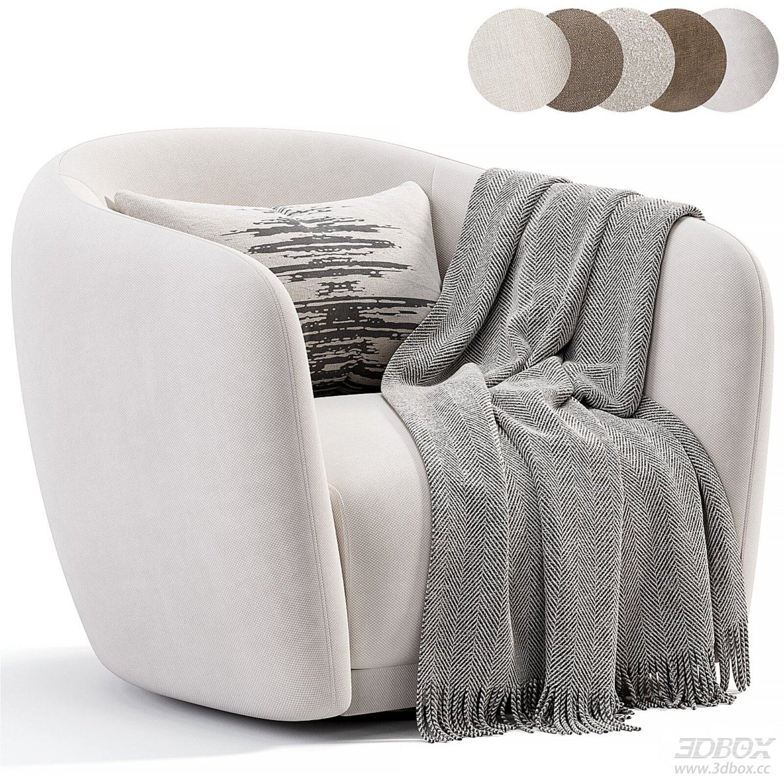 Eddie Swivel Armchair with Cushion and Blanket