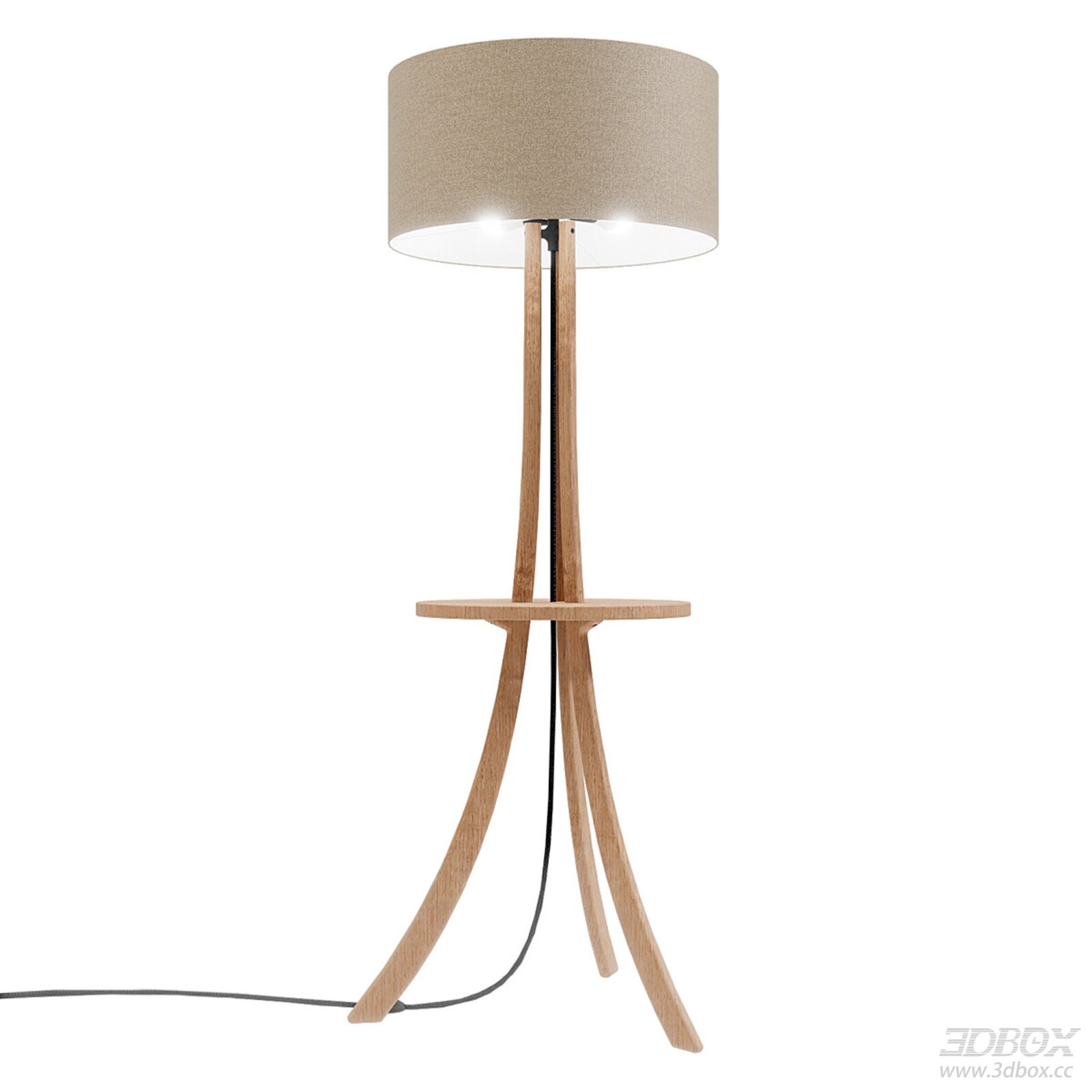 Wooden Floor Lamp with Fabric Shade