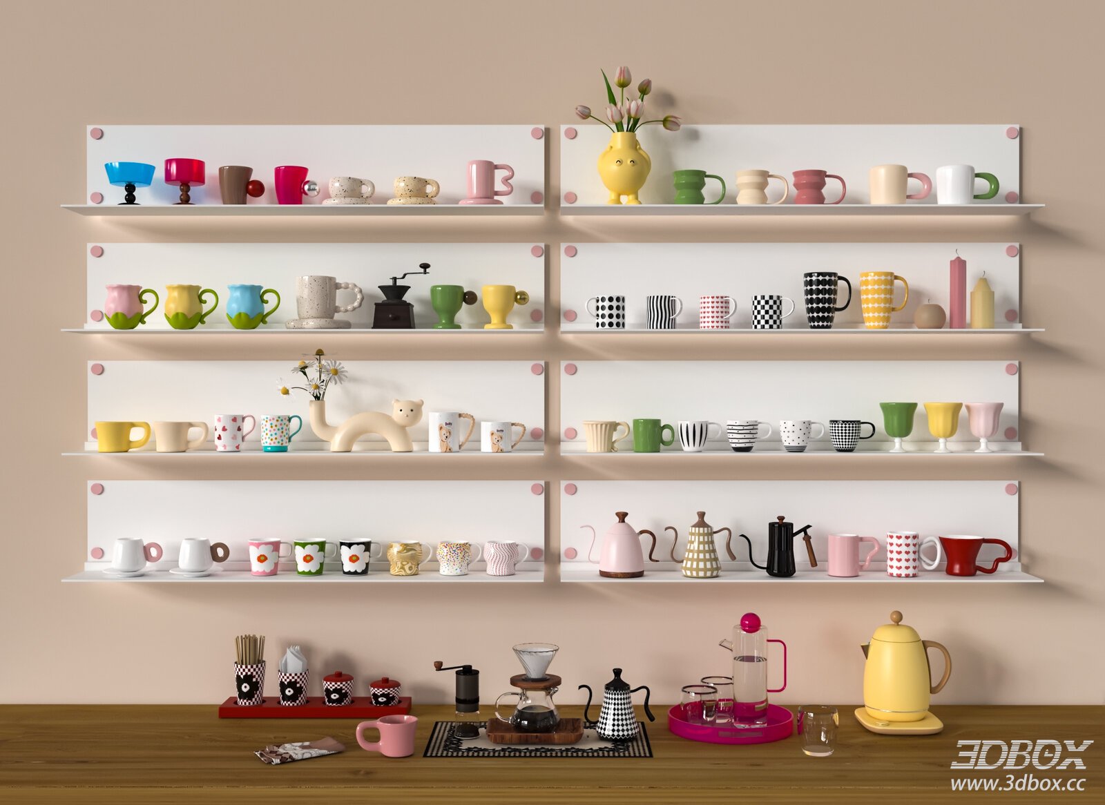 Modern Cup Set with Shelves
