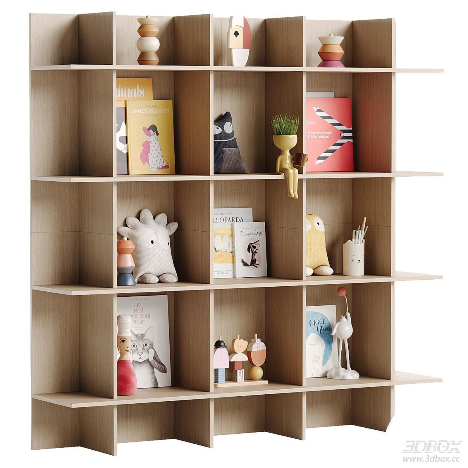 Children's Wooden Shelf with Decorations