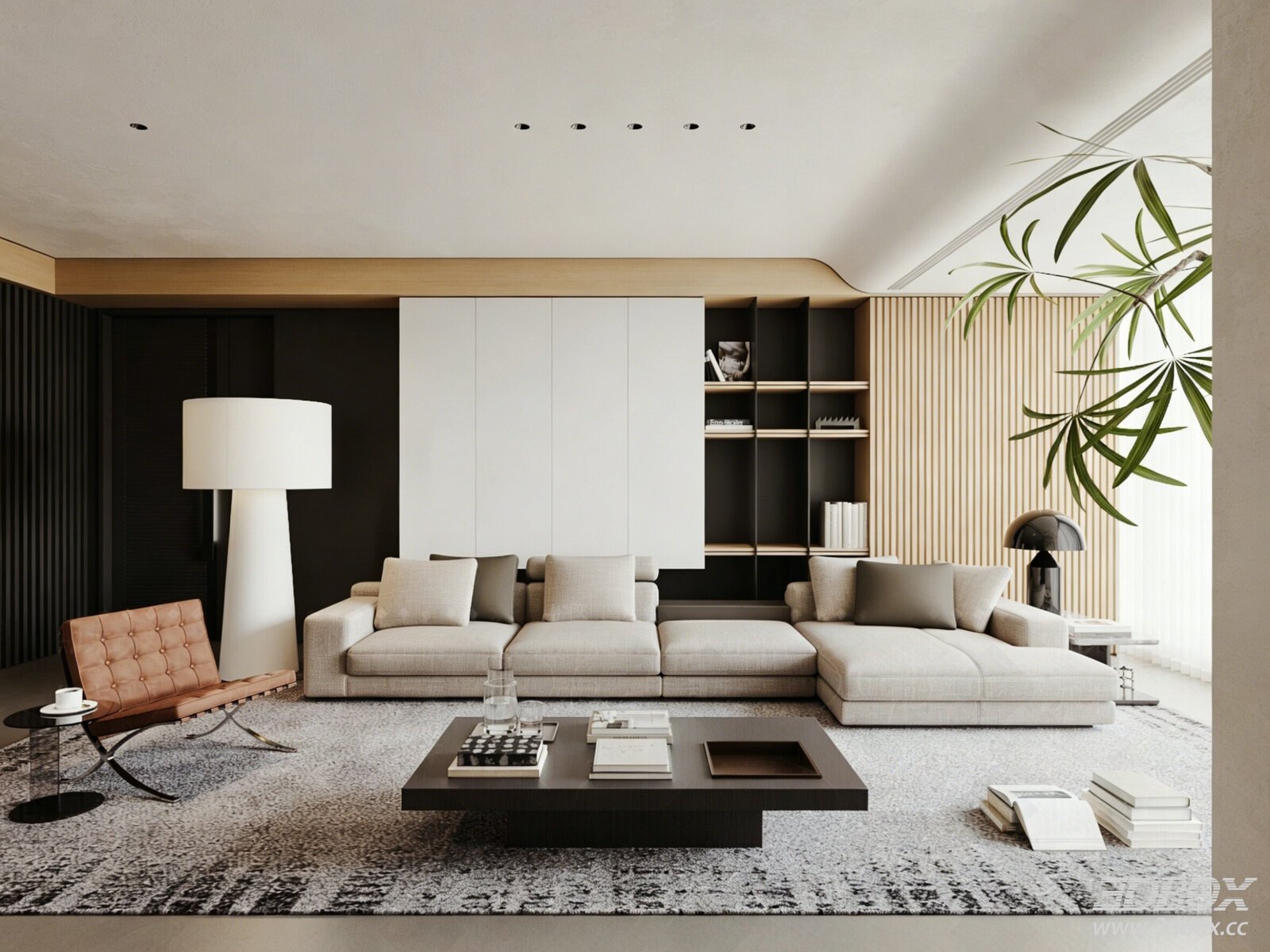 Modern Italian Minimalist Living Room with Sofa and Coffee Table