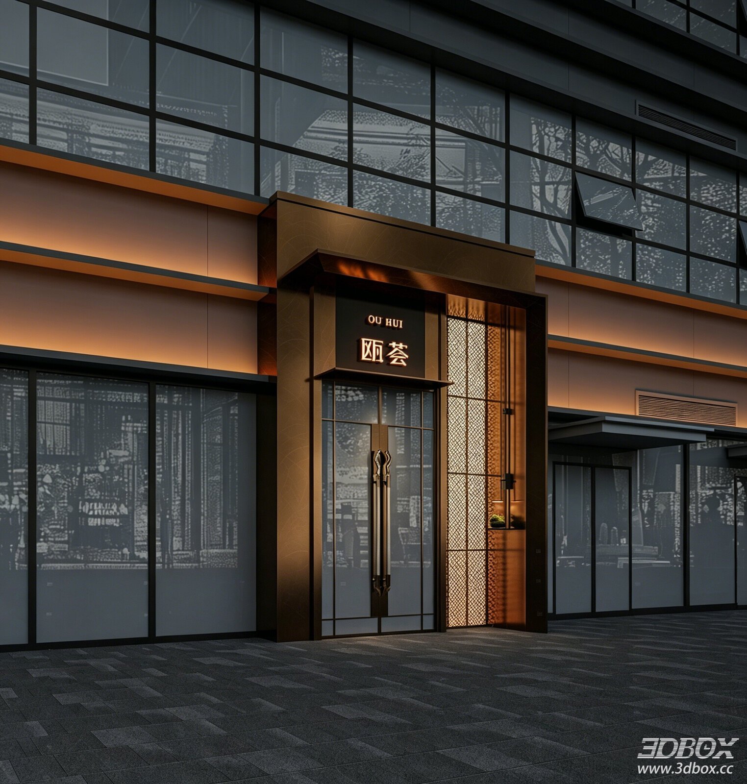 New Chinese Style Restaurant Exterior Model