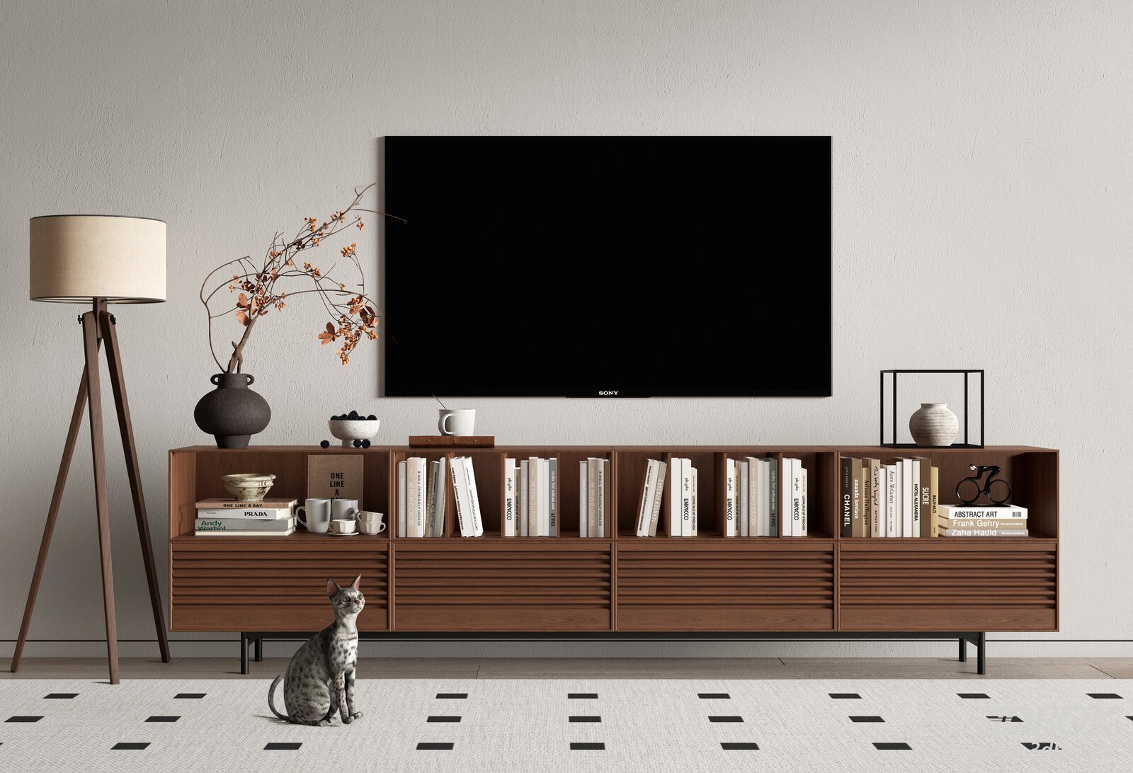 Modern Wabi-Sabi Mid-Century TV Cabinet