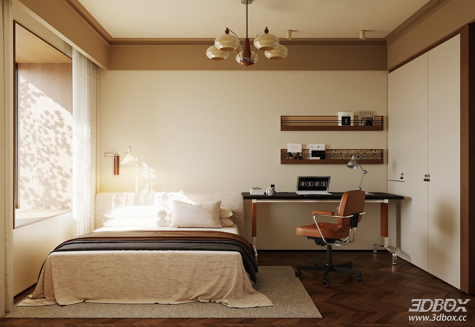 Mid - Century Style Double - Bed Bedroom